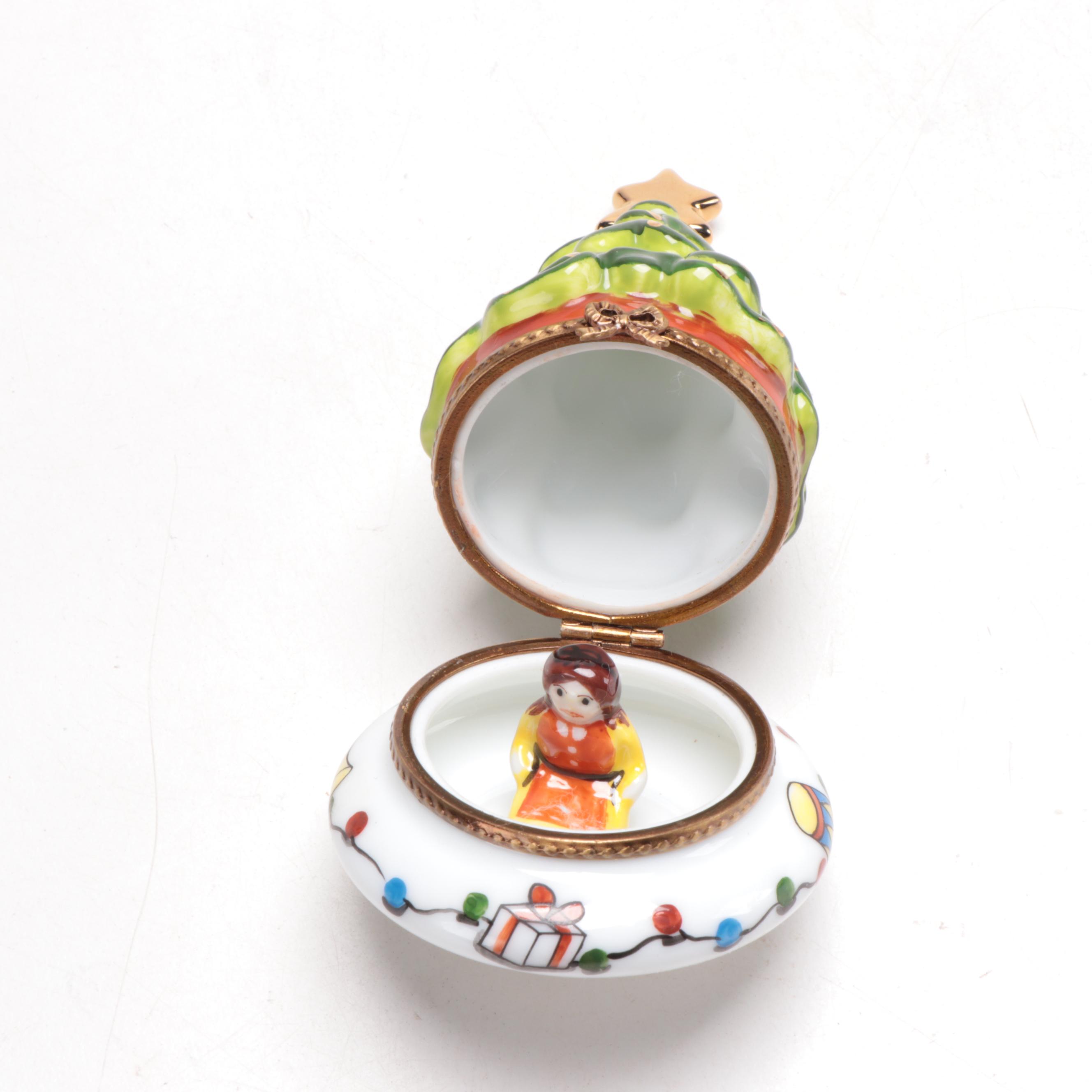 La Gloriette Hand-Painted Limoges Porcelain Christmas Tree Box