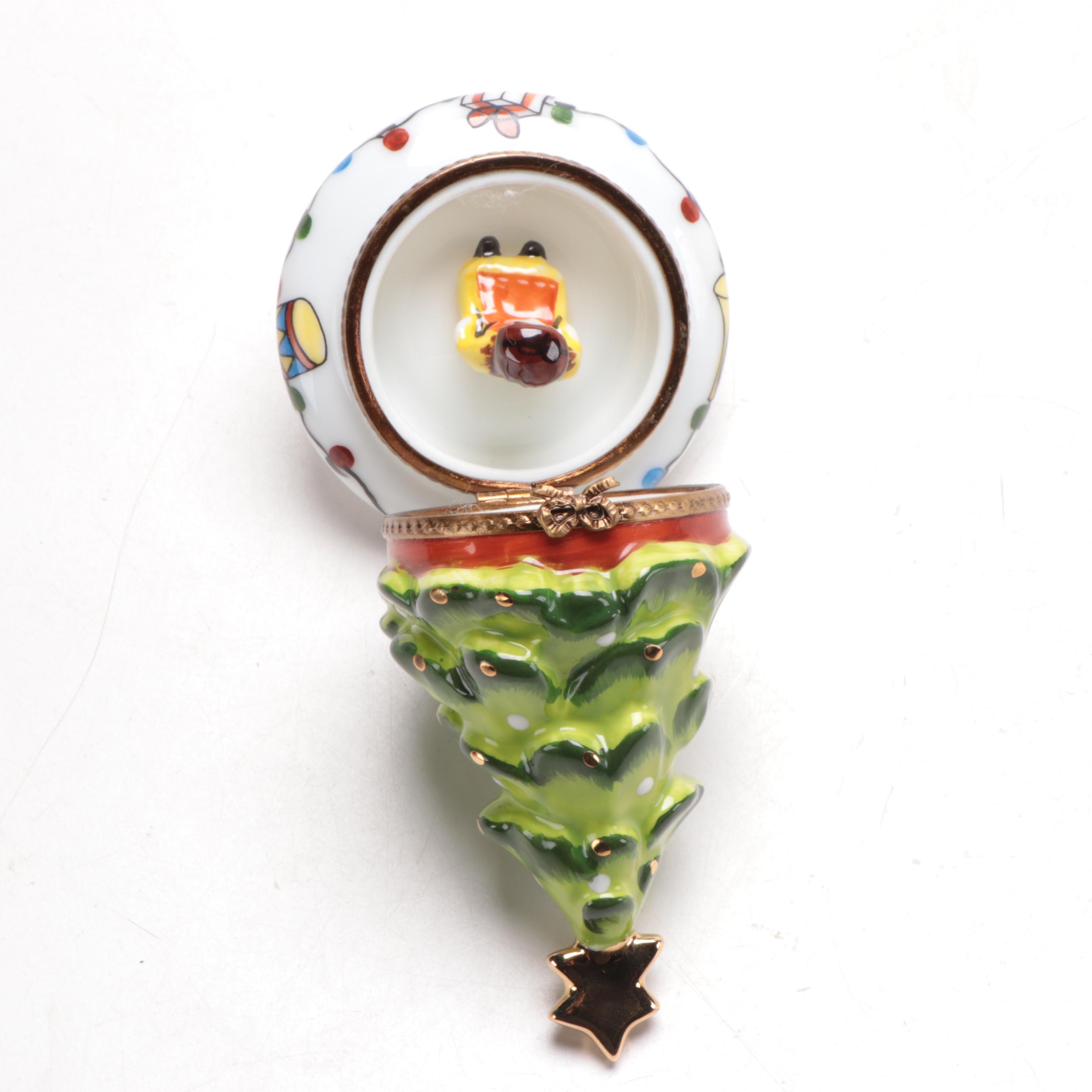 La Gloriette Hand-Painted Limoges Porcelain Christmas Tree Box