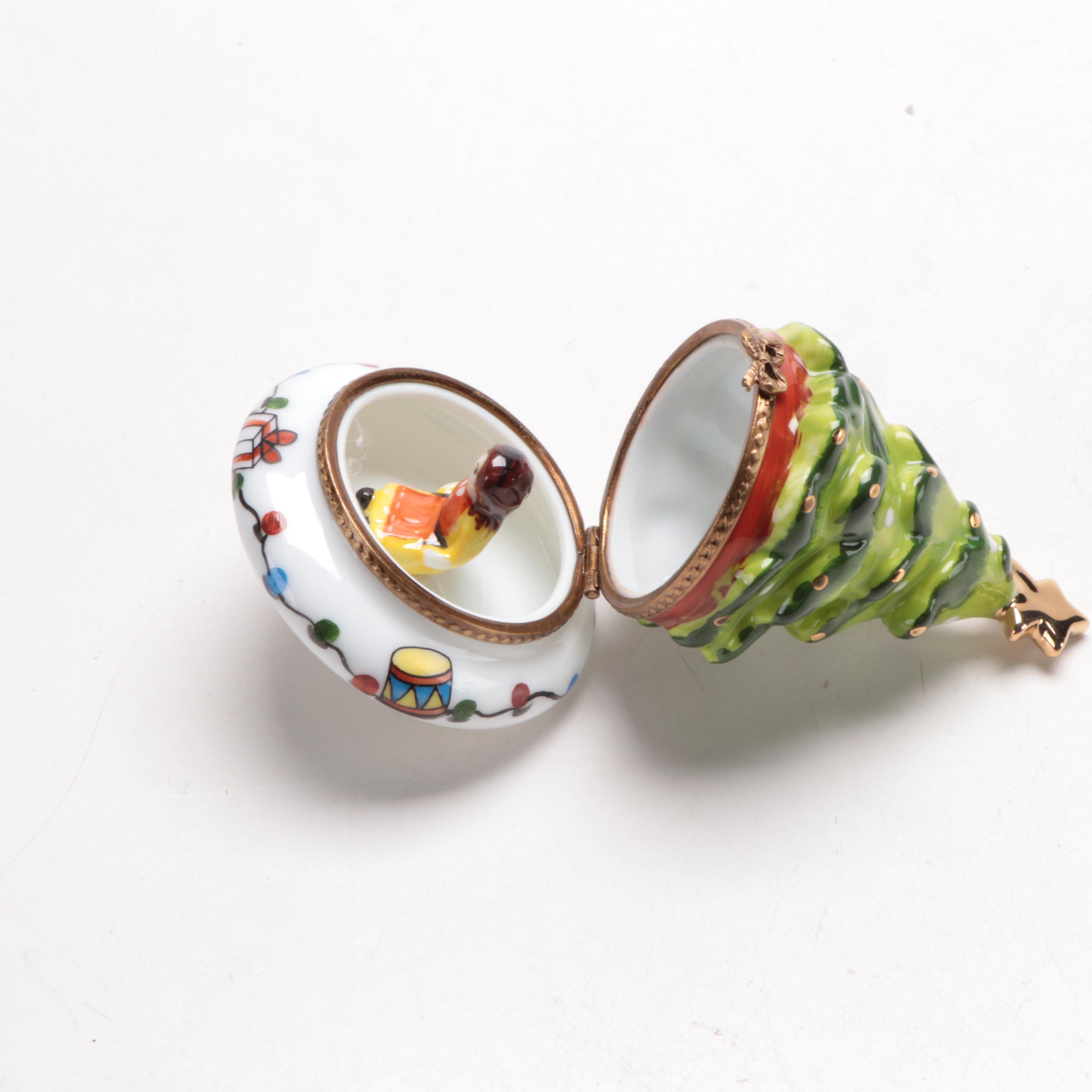 La Gloriette Hand-Painted Limoges Porcelain Christmas Tree Box