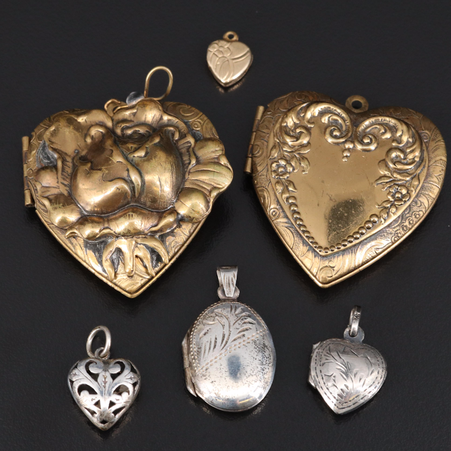 Vintage Lockets and Pendants Featuring Sterling Silver