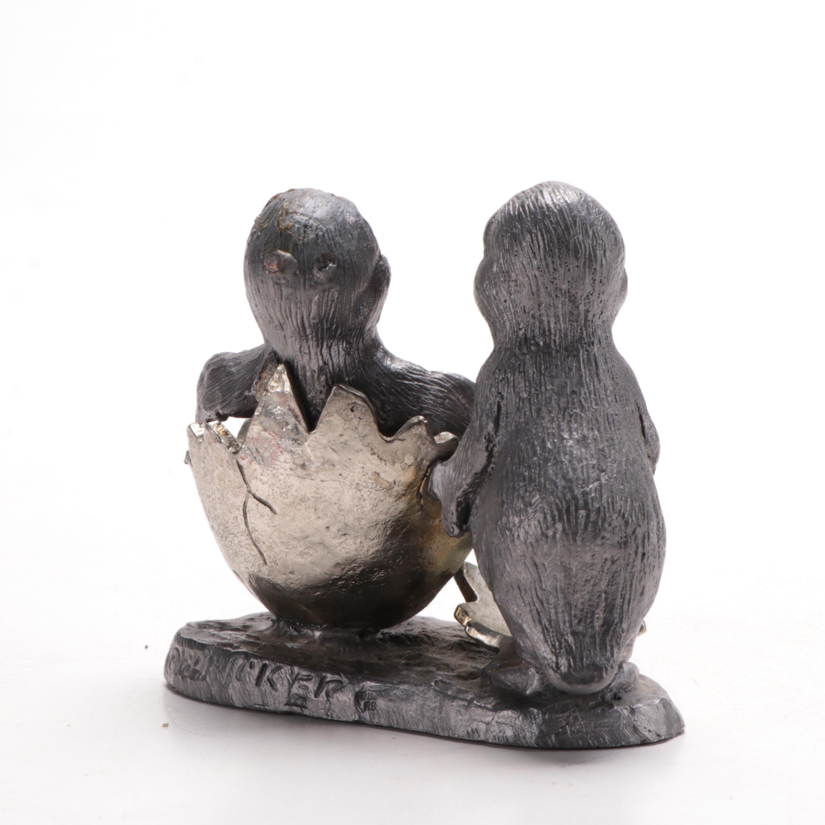 Michael Ricker "Heather & Heidi" Newborns Pewter Sculpture