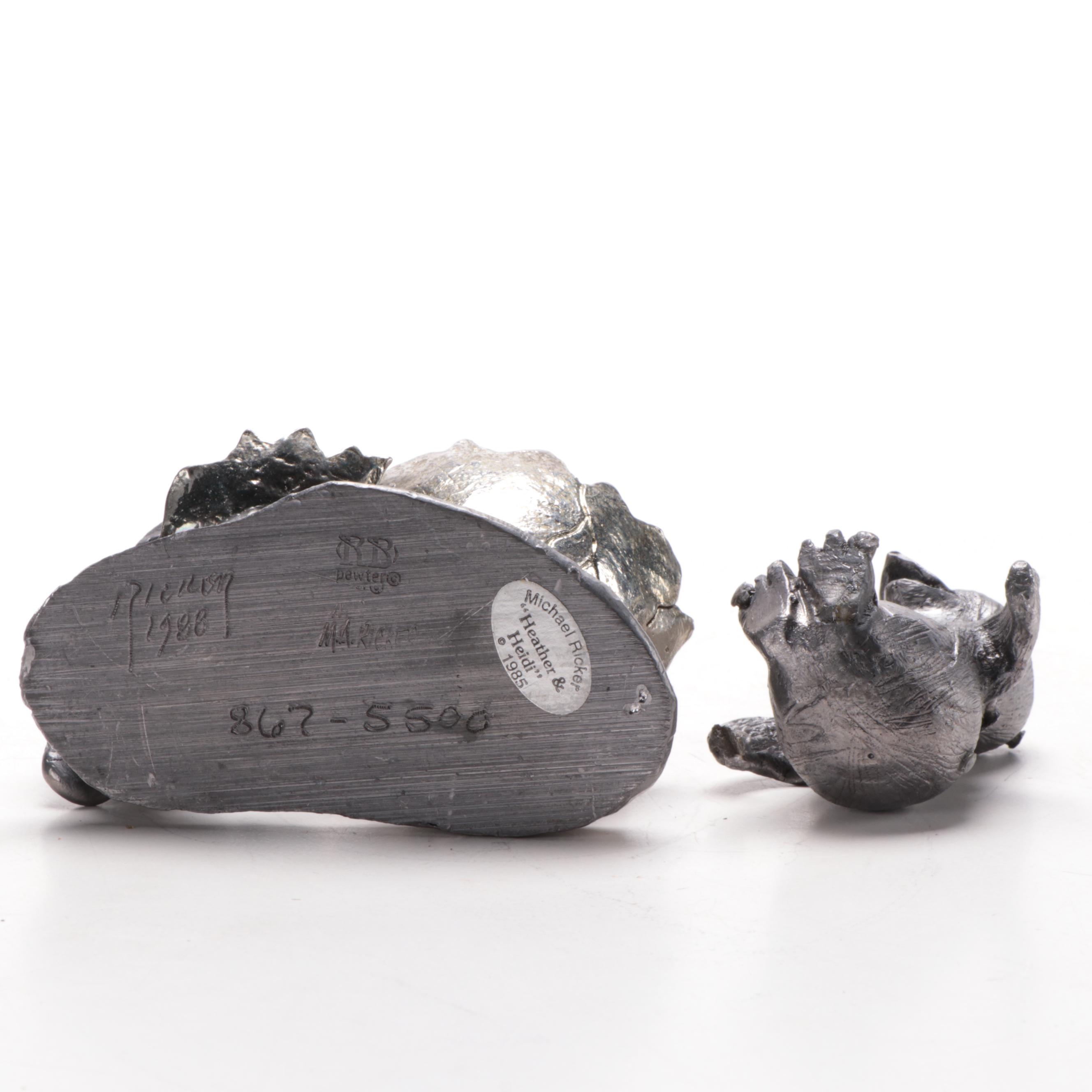 Michael Ricker "Heather & Heidi" Newborns Pewter Sculpture
