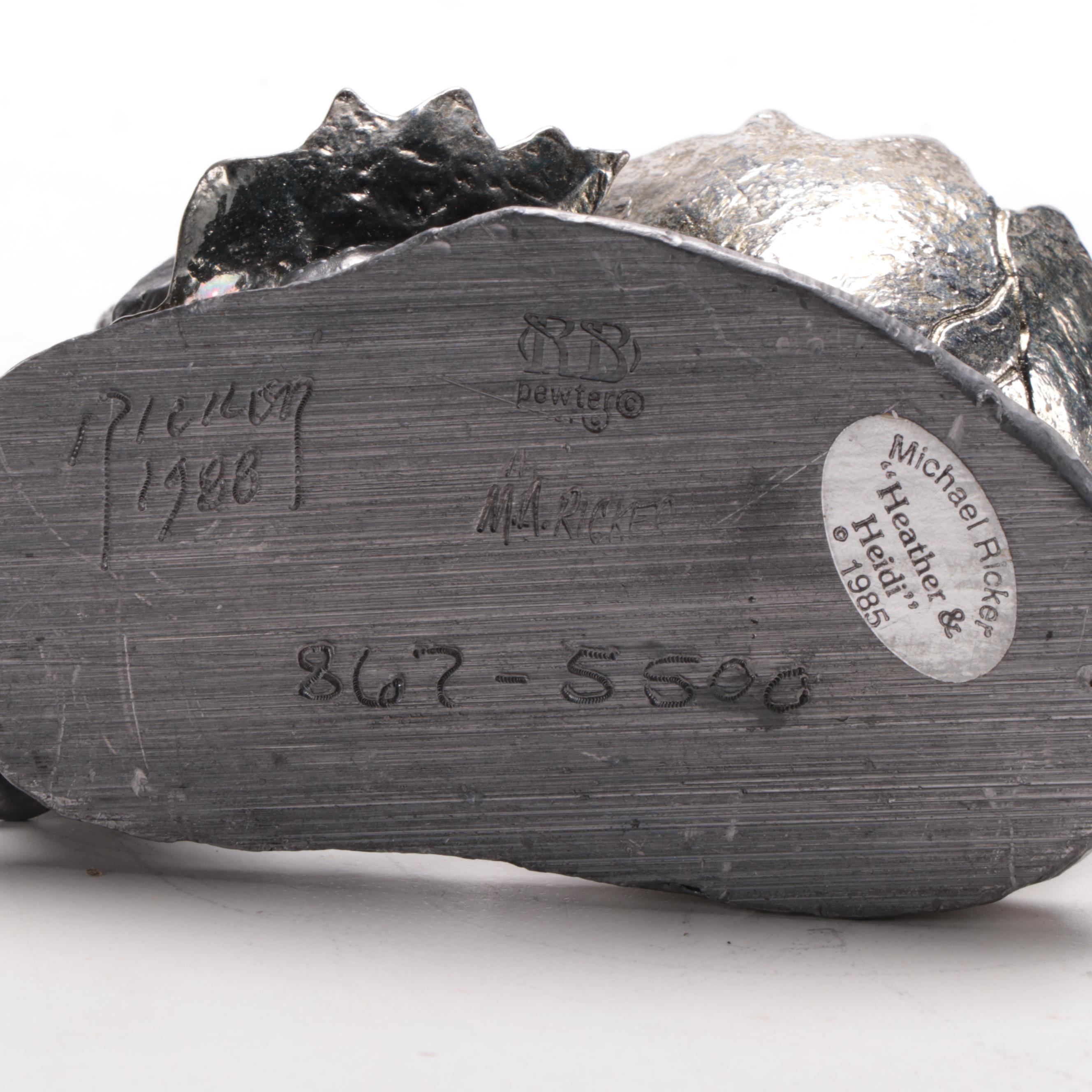 Michael Ricker "Heather & Heidi" Newborns Pewter Sculpture