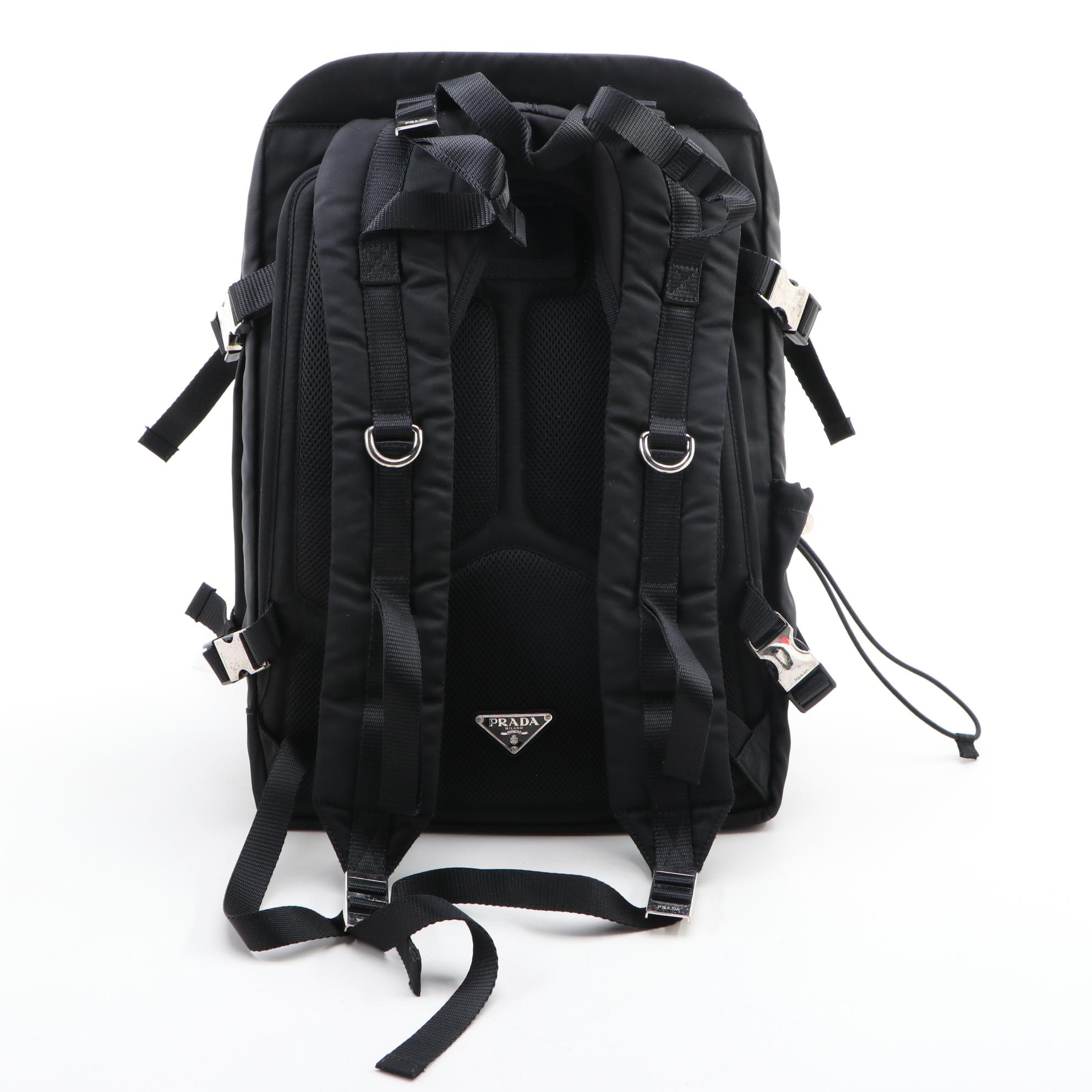 Prada Tessuto Drawstring Backpack in Black Nylon