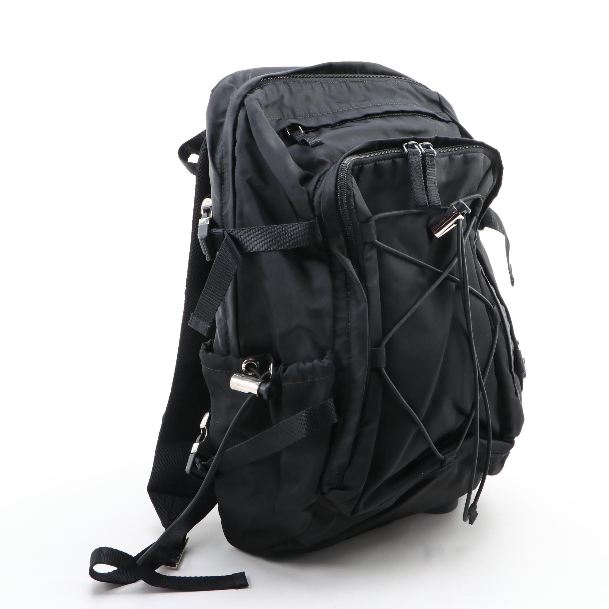 Prada Tessuto Drawstring Backpack in Black Nylon