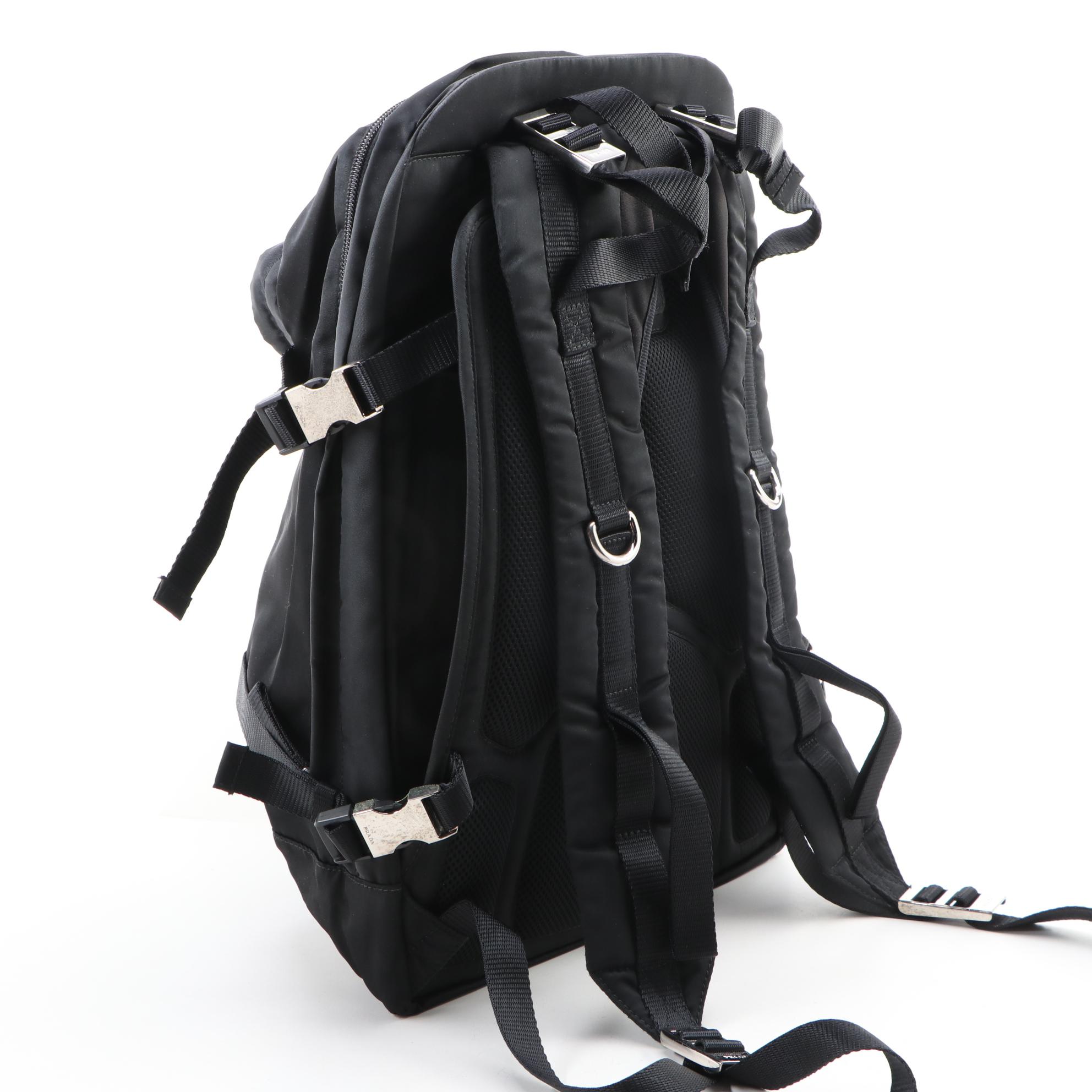 Prada Tessuto Drawstring Backpack in Black Nylon