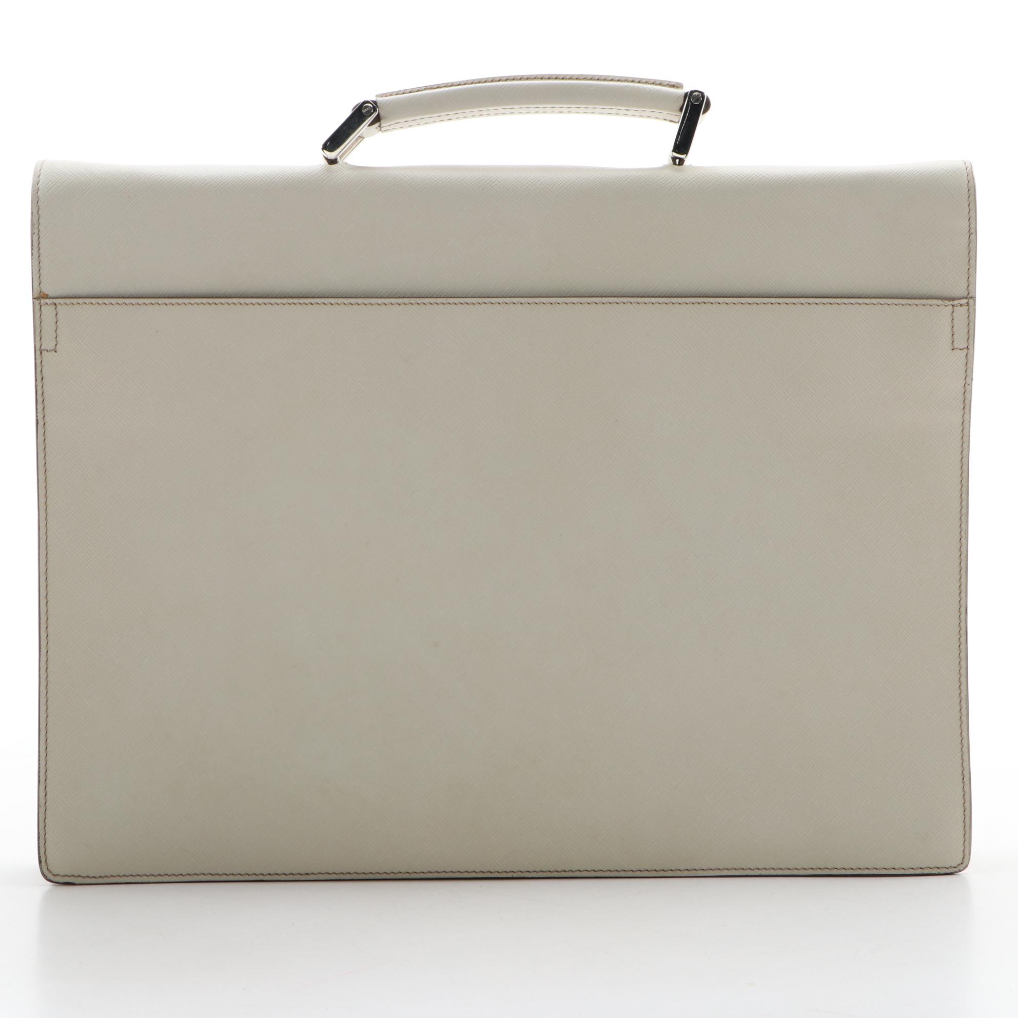 Prada Dune Saffiano Leather Briefcase with Combination Lock