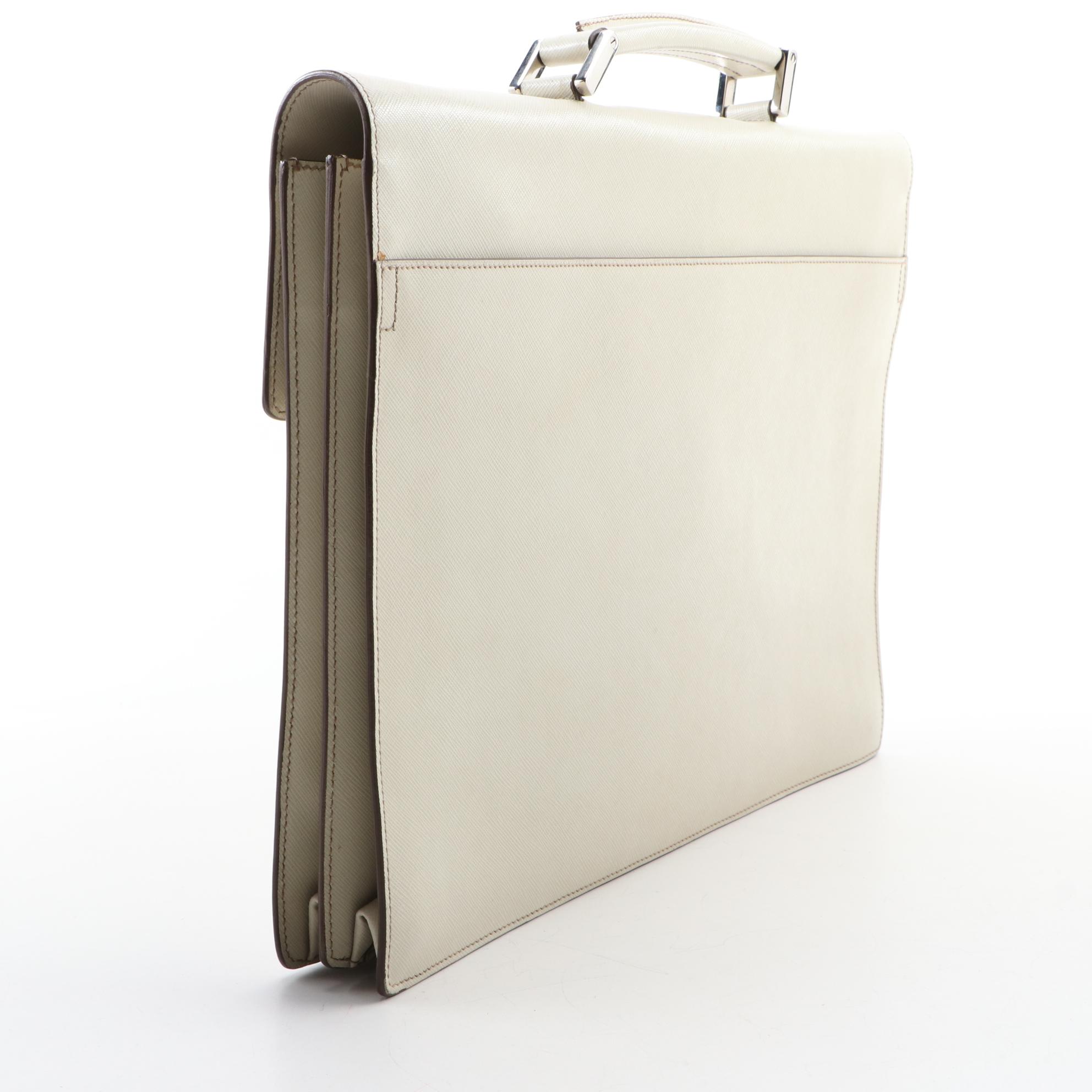 Prada Dune Saffiano Leather Briefcase with Combination Lock