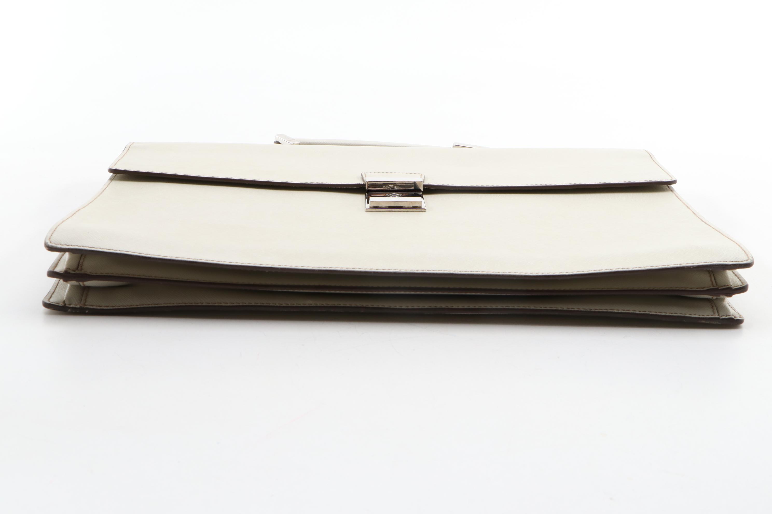 Prada Dune Saffiano Leather Briefcase with Combination Lock