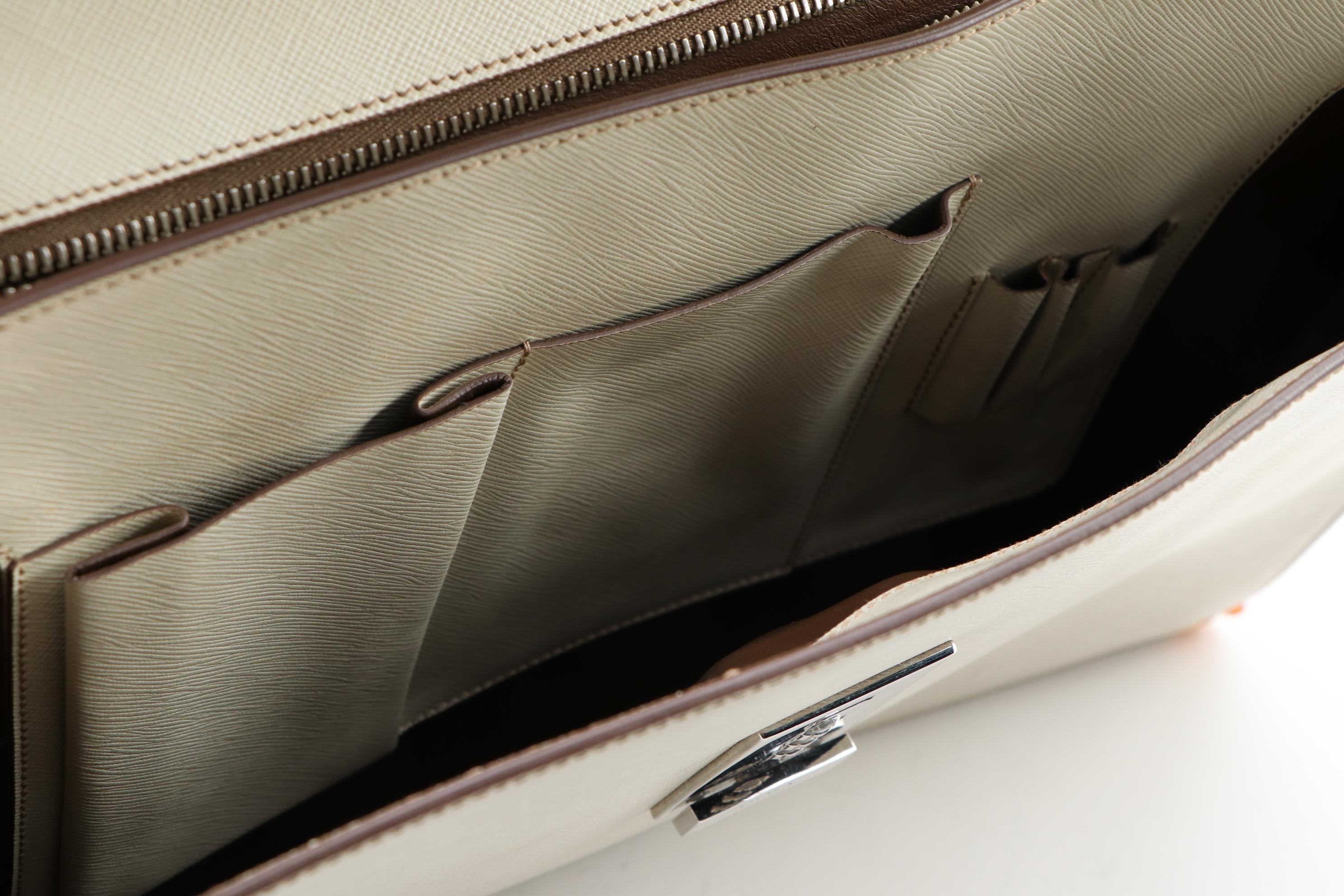 Prada Dune Saffiano Leather Briefcase with Combination Lock