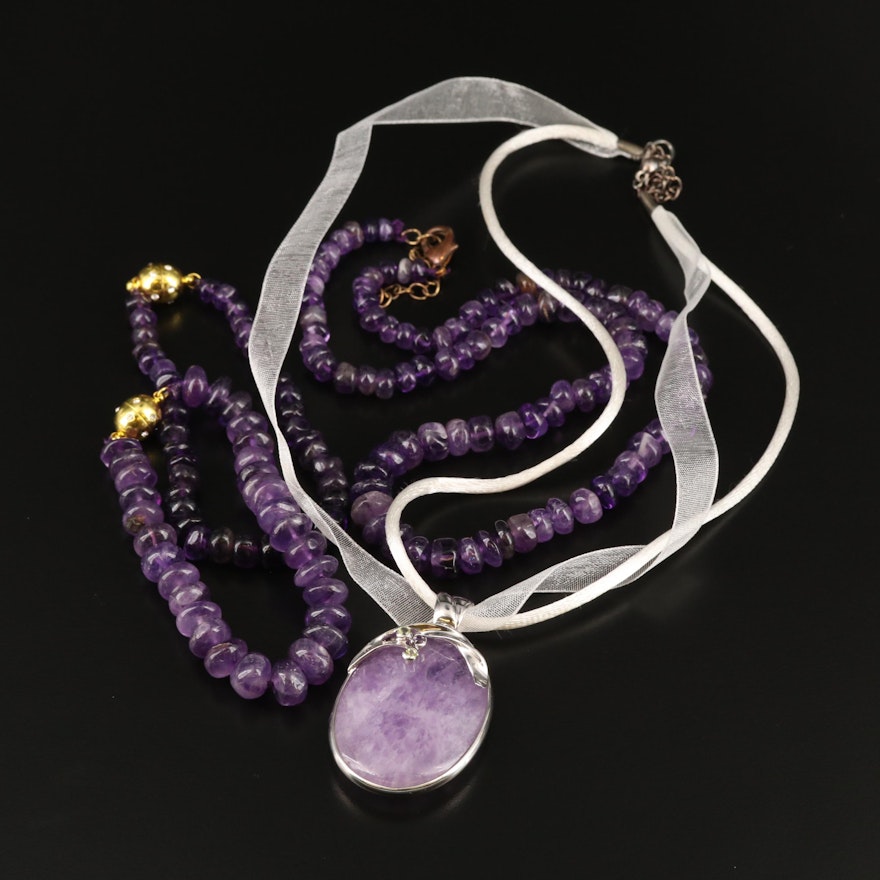Jewelry Selection of Amethyst and Agate Bracelet and Necklaces