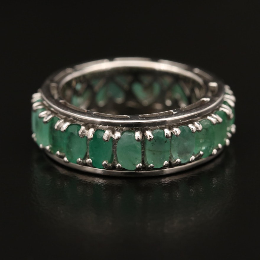 Sterling Silver Emerald Spinner Ring