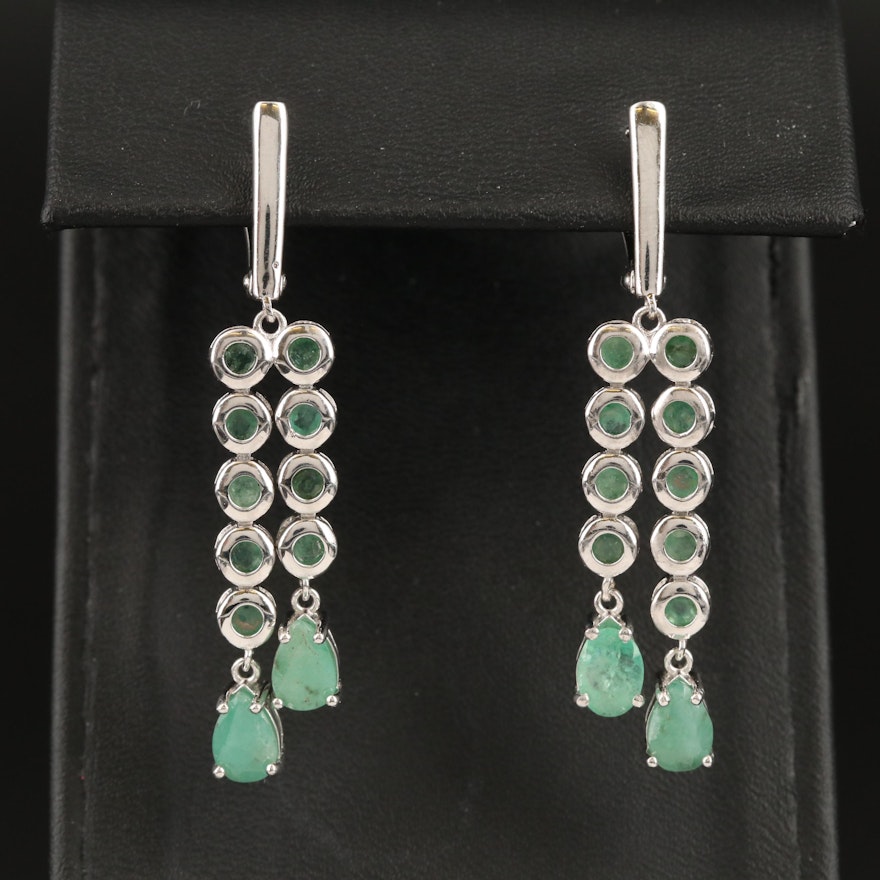 Sterling Silver Emerald Dangle Earrings