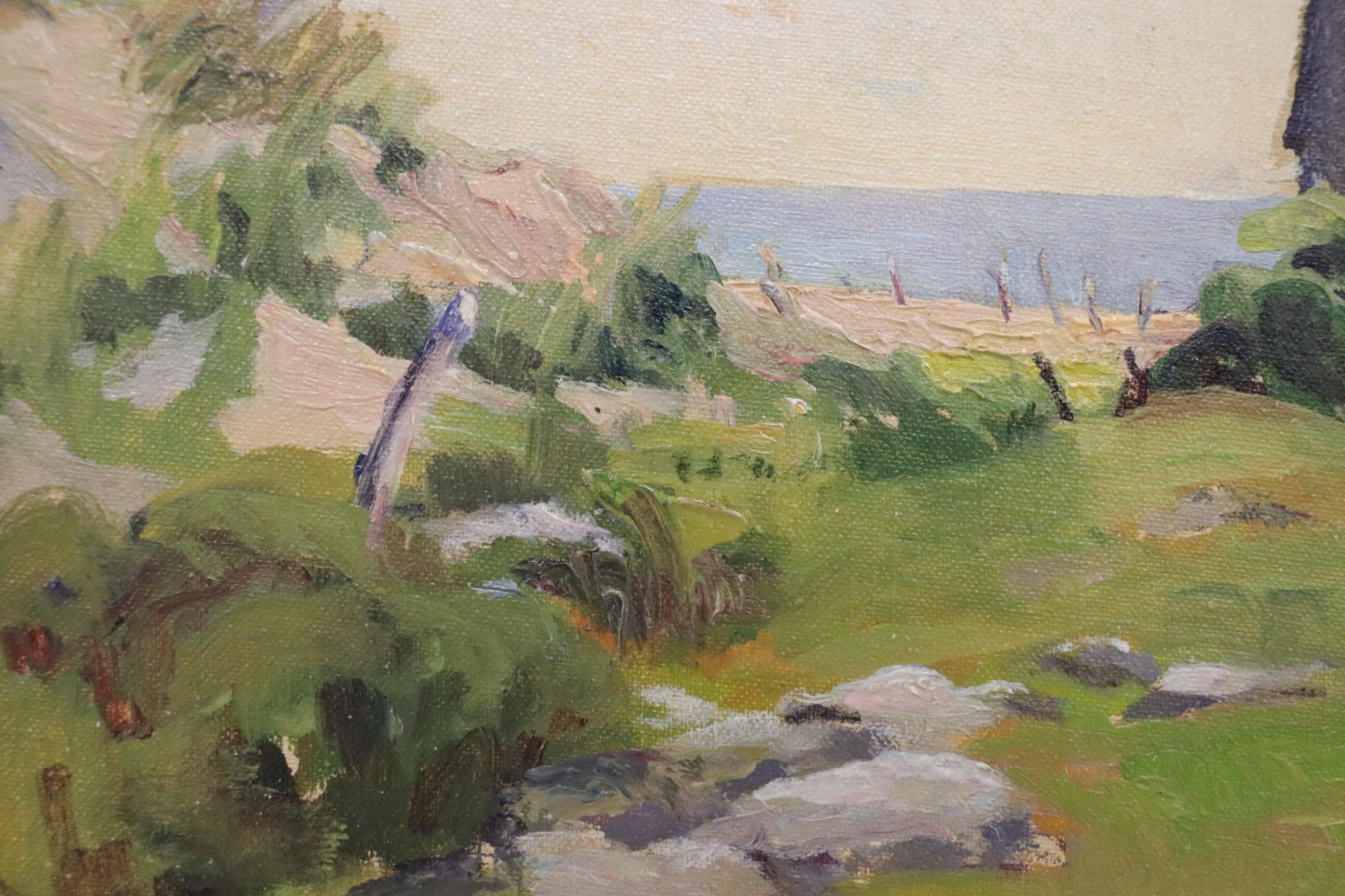 Jessie Conklin Coastal Landscape Oil Painting, Mid to Late 20th Century