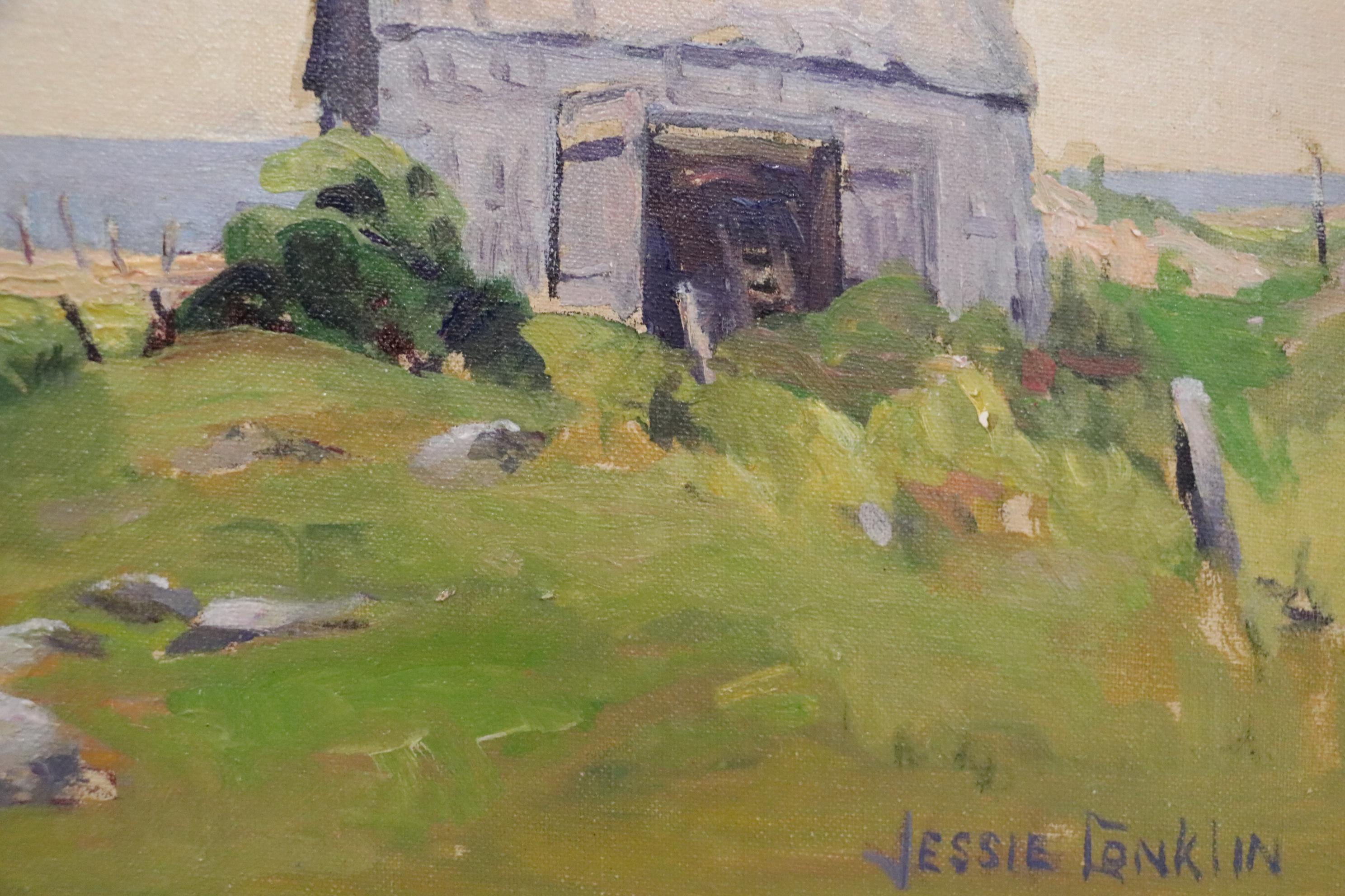 Jessie Conklin Coastal Landscape Oil Painting, Mid to Late 20th Century