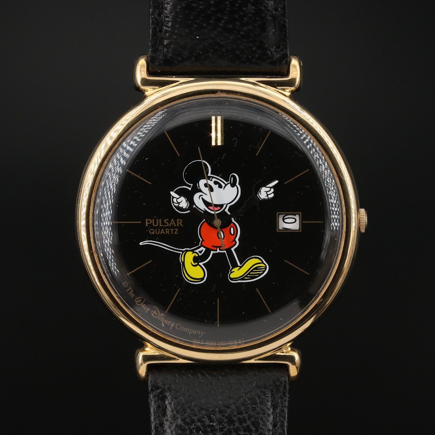 Pulsar for Walt Disney Mickey Mouse Gold Tone Wristwatch
