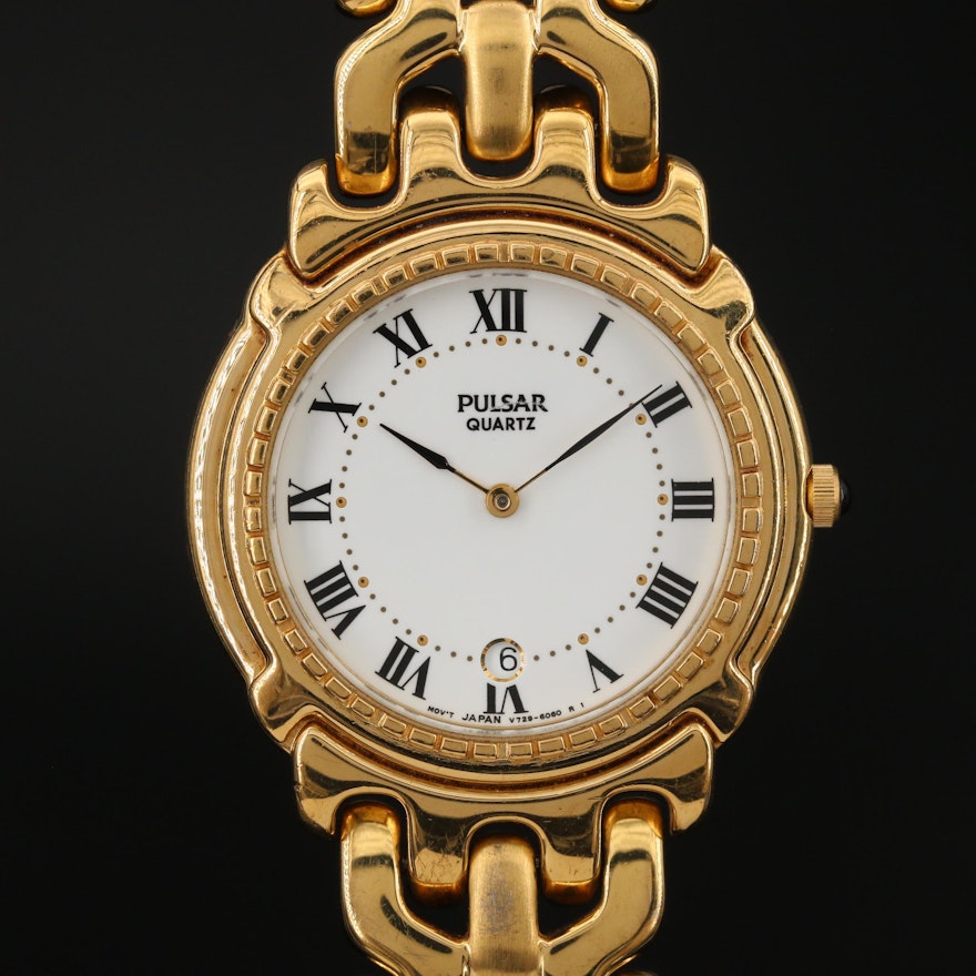 Pulsar Gold Tone Quartz Wristwatch