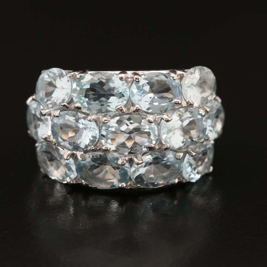 Sterling Aquamarine Domed Band