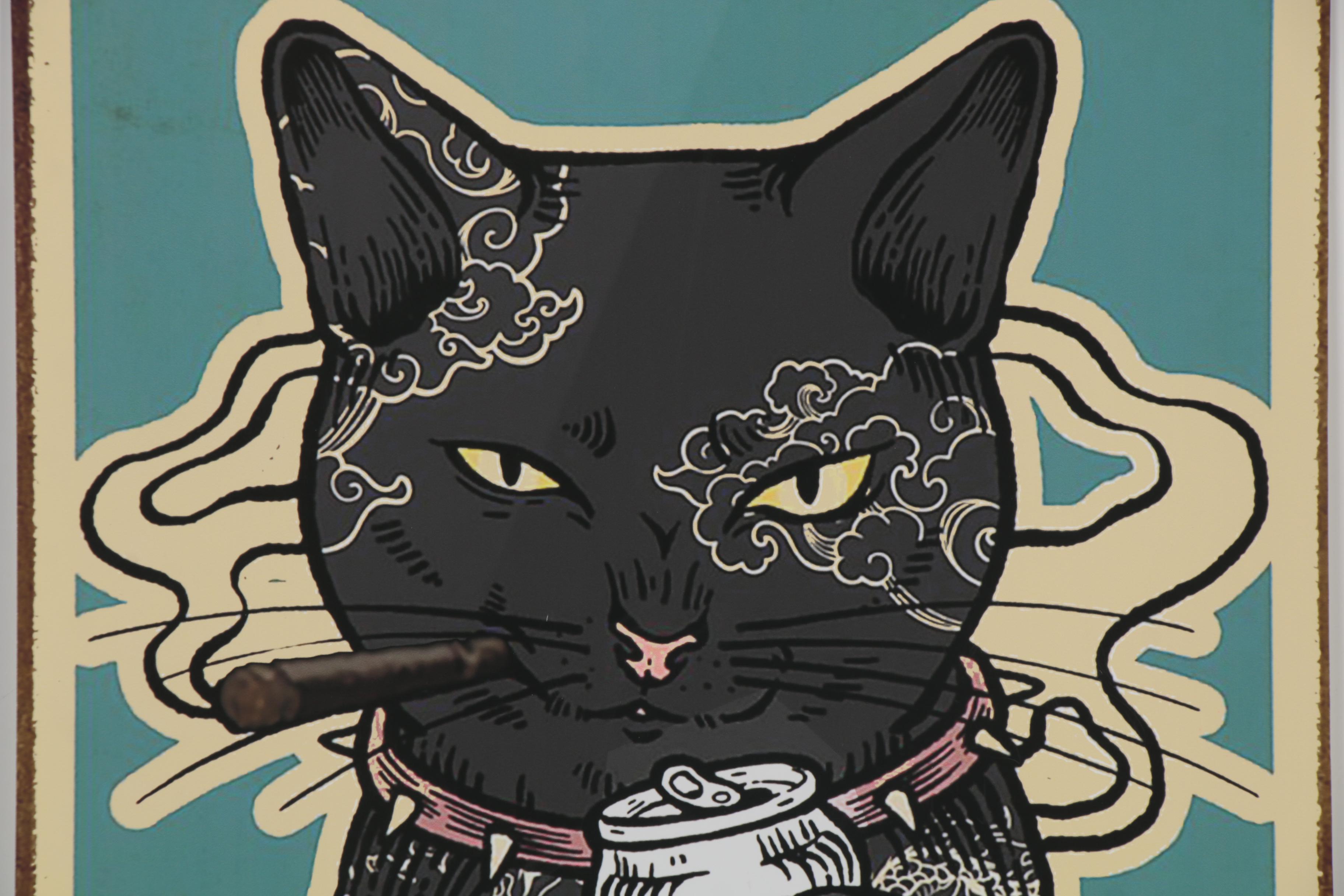 Giclée Poster of Smoking and Drinking Black Cat "Don't Tell Me What to Do"