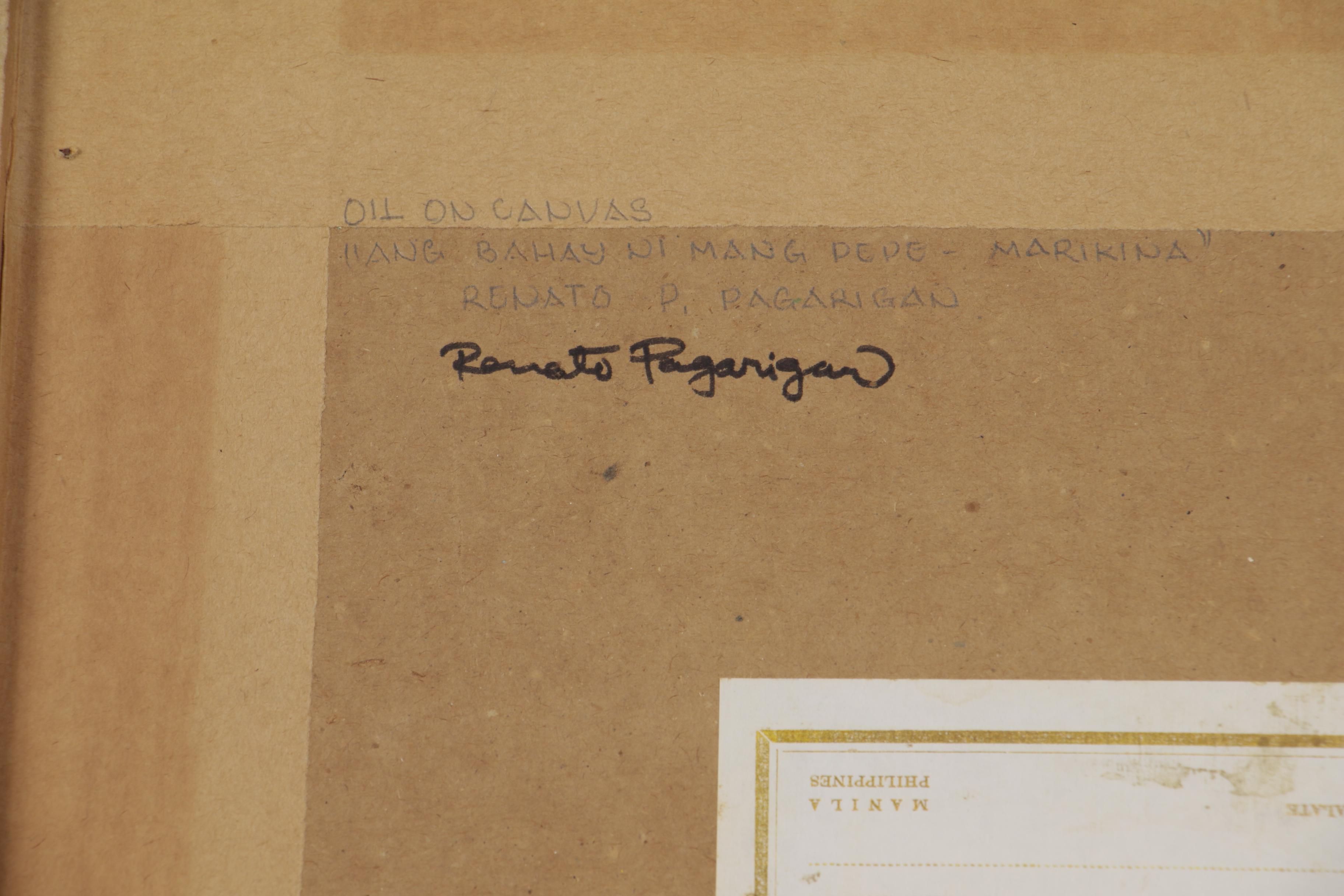 Renato Pagarigan Oil Painting "Tahan Ni Mang Pepe - Marikina," 1977