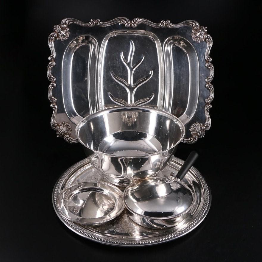 Gorham and Other Silver Plate Serveware, Mid to Late 20th Century