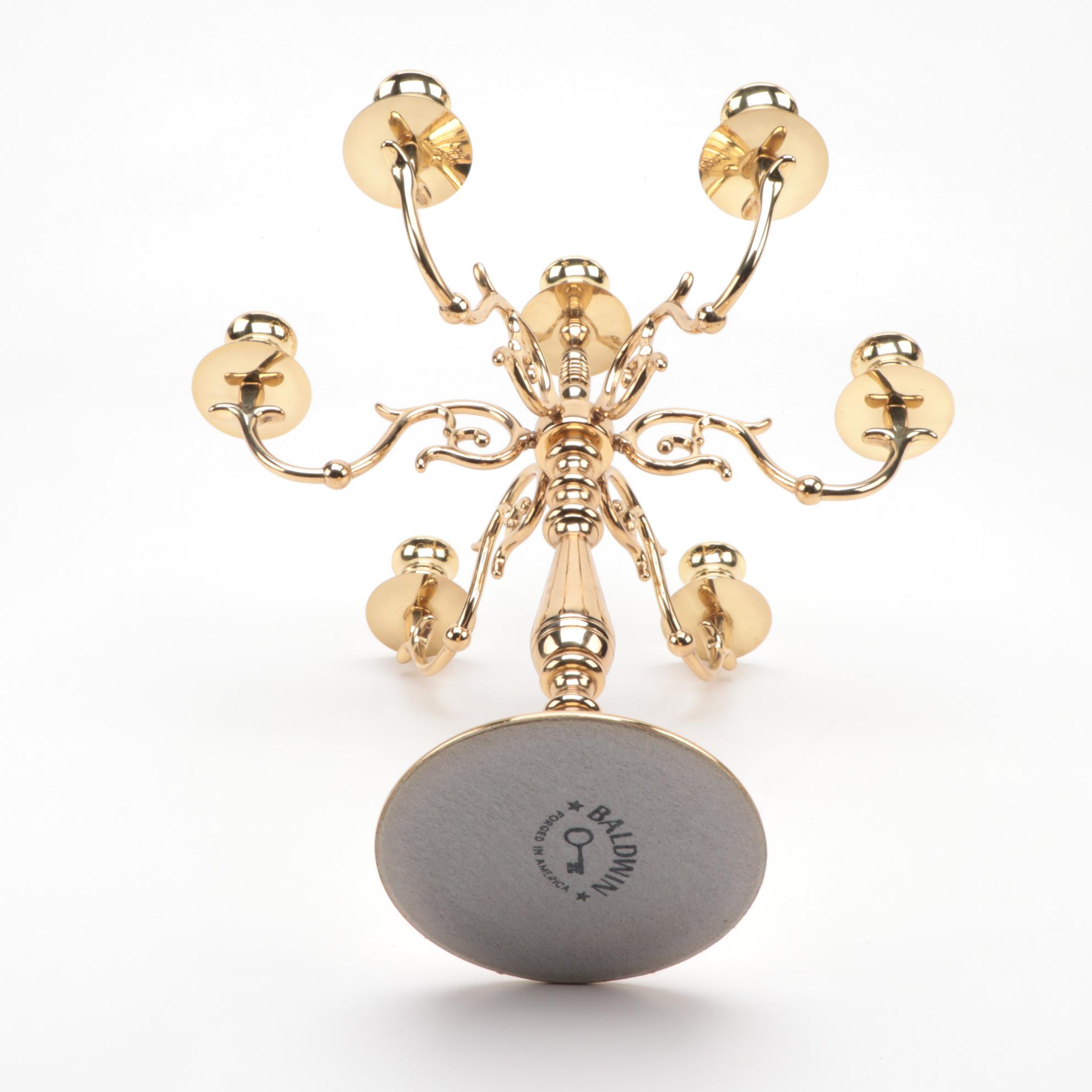 Baldwin Brass Candelabra with Other Candelabra, Mid to Late 20th C.