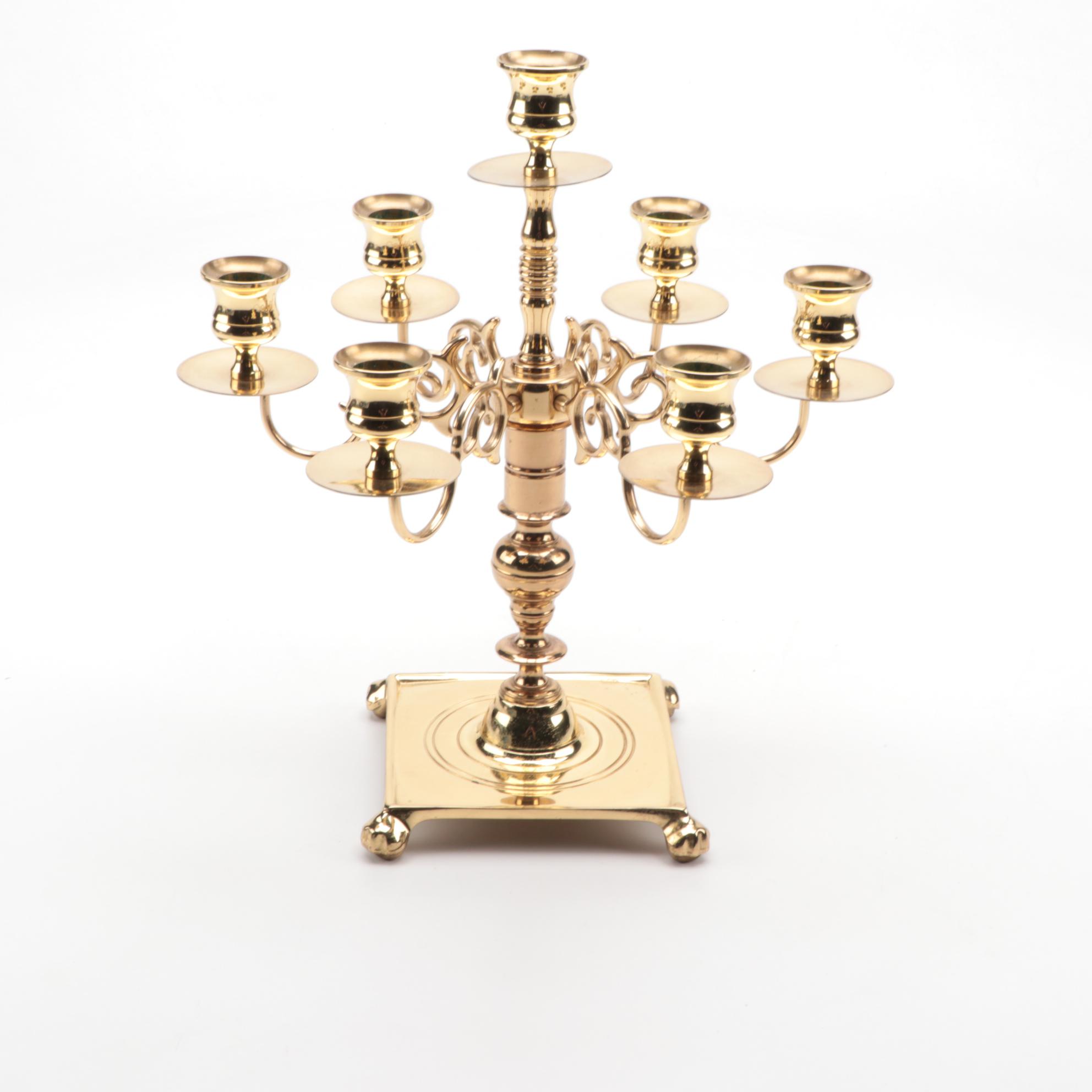 Baldwin Brass Candelabra with Other Candelabra, Mid to Late 20th C.