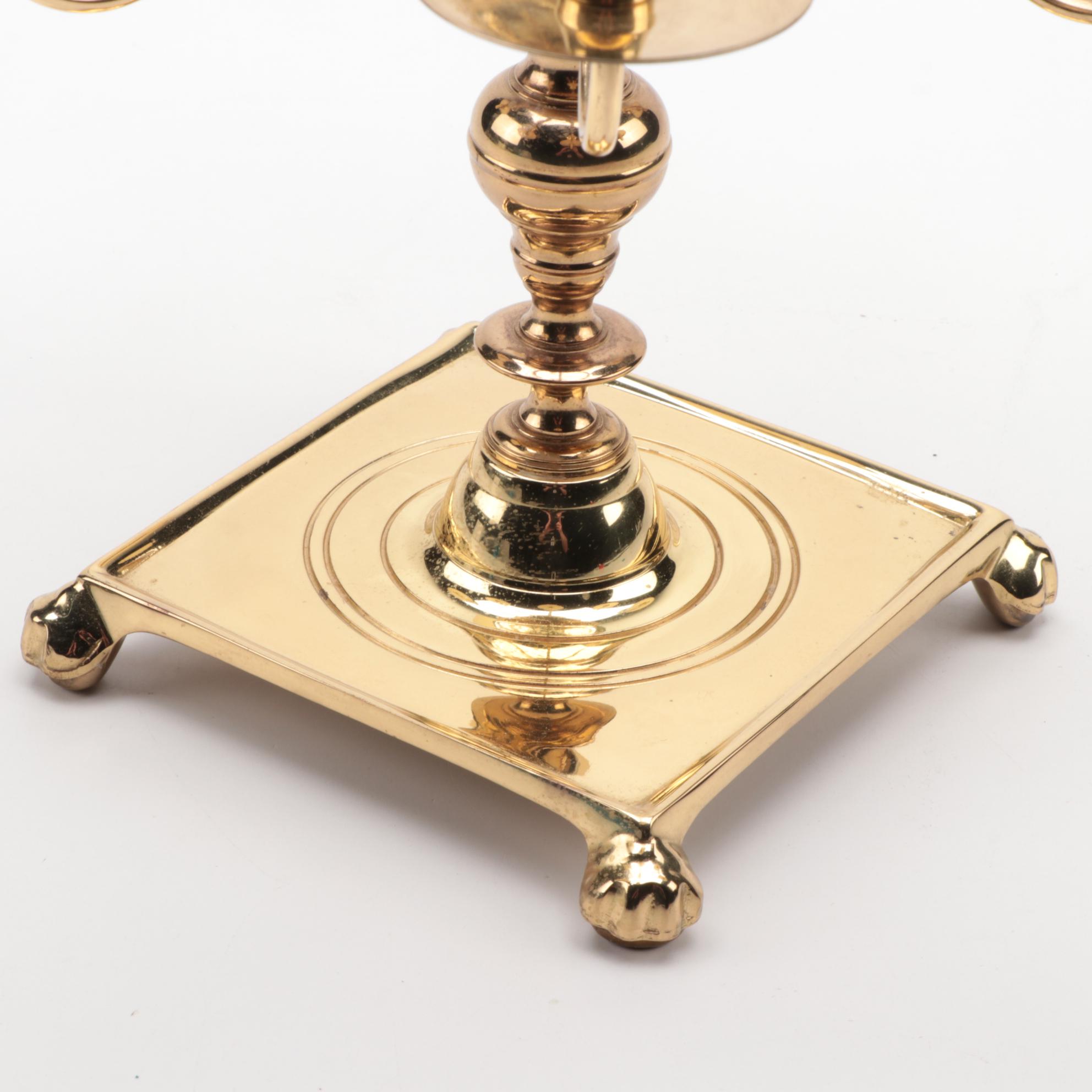 Baldwin Brass Candelabra with Other Candelabra, Mid to Late 20th C.