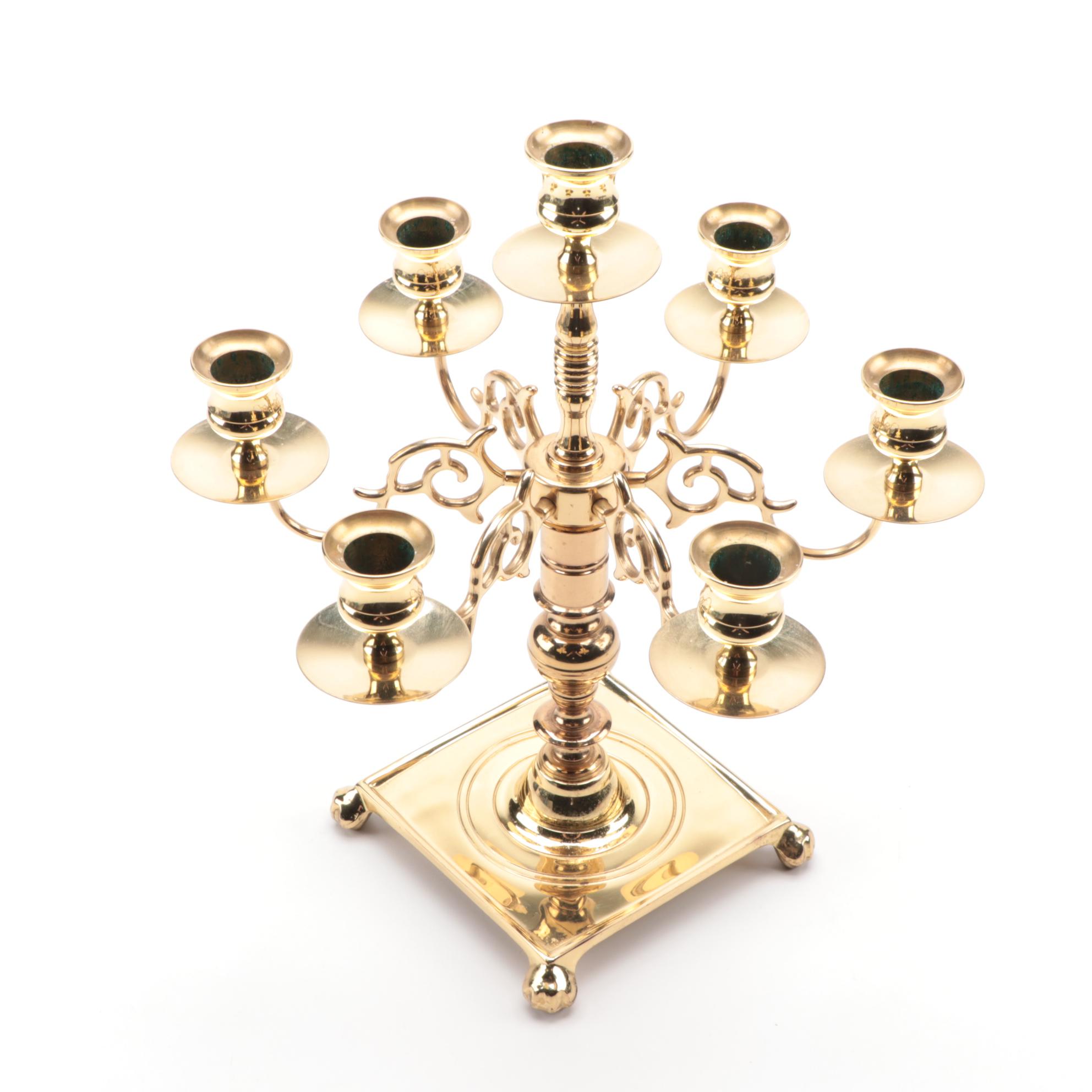 Baldwin Brass Candelabra with Other Candelabra, Mid to Late 20th C.