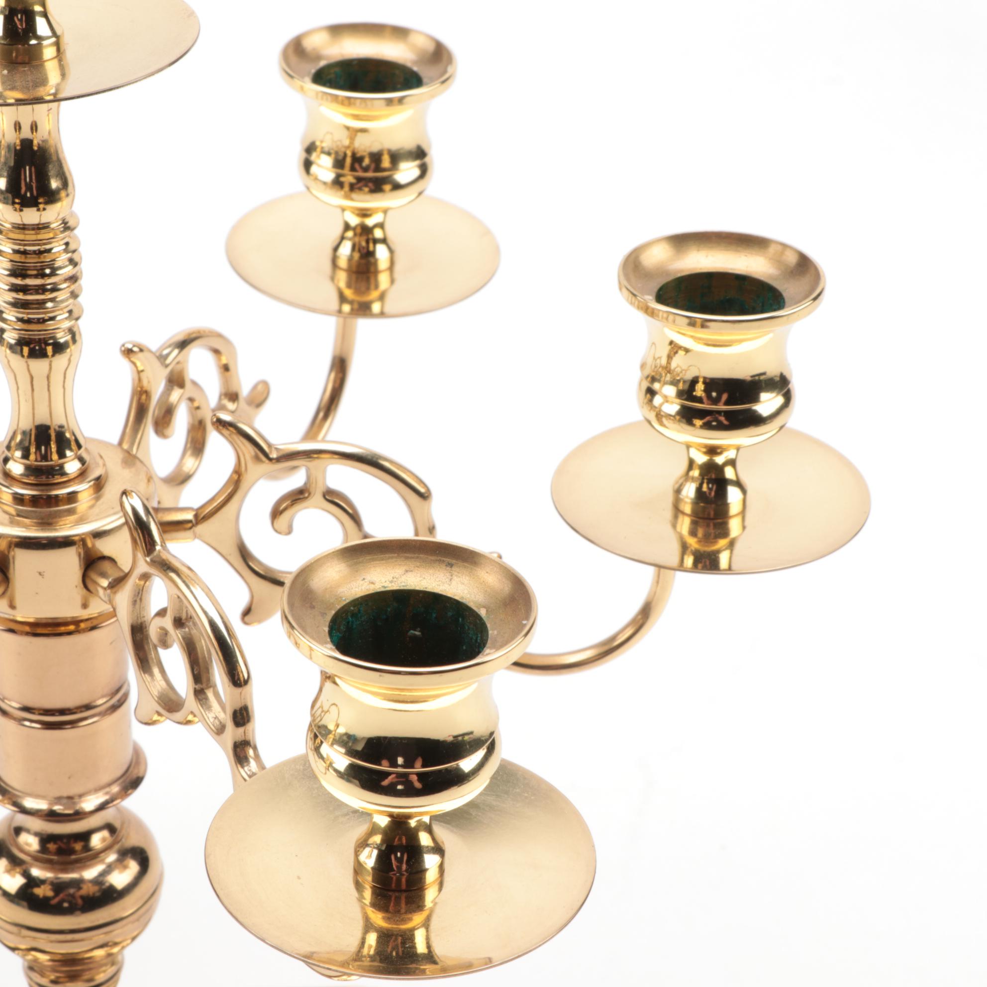 Baldwin Brass Candelabra with Other Candelabra, Mid to Late 20th C.