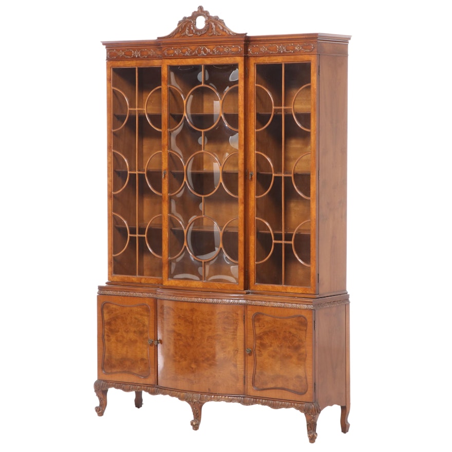 Romweber Georgian Style Walnut China Cabinet, Mid-20th Century