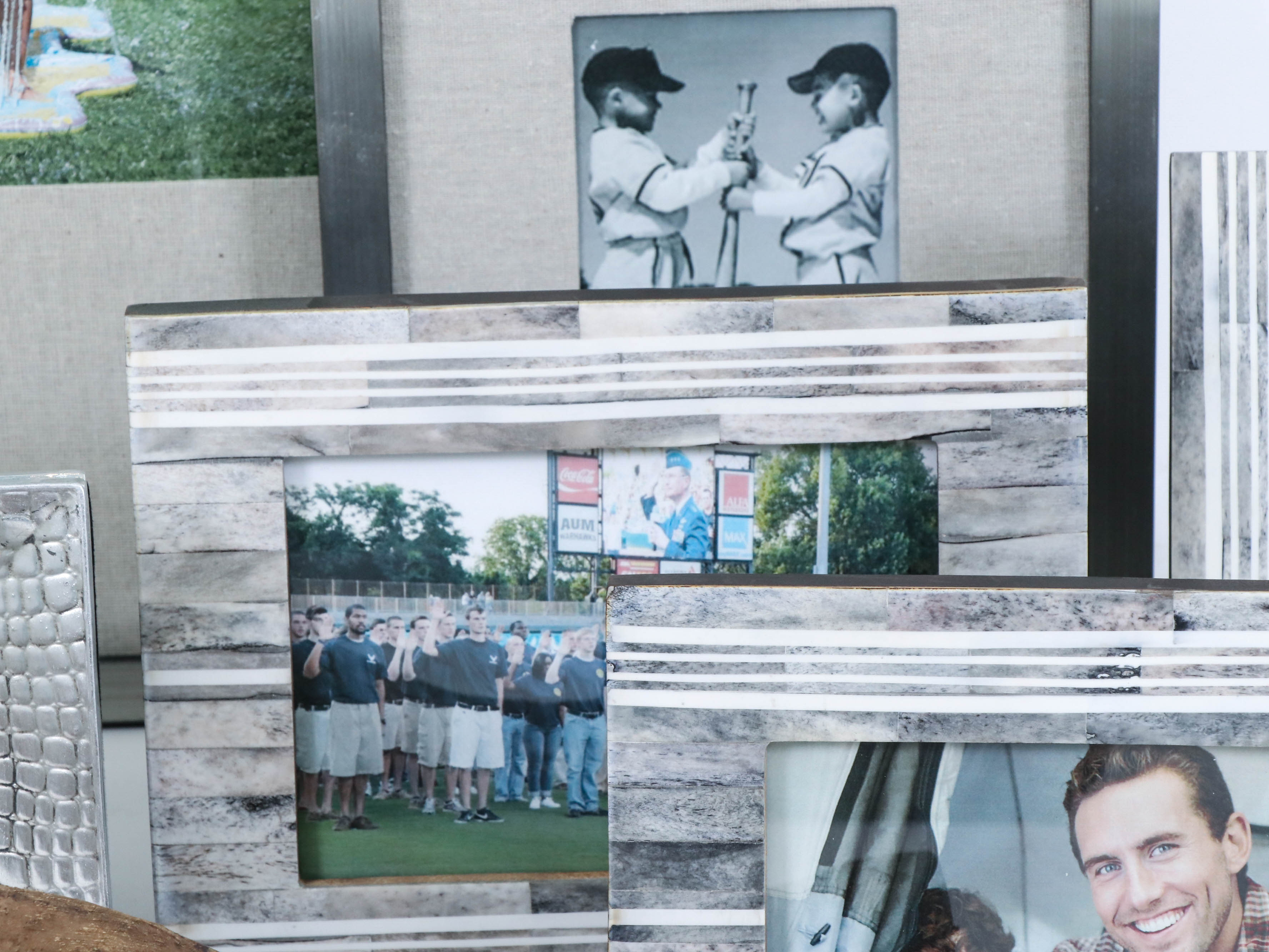 Resin Horn, Candle Holder and Tabletop Picture Frames