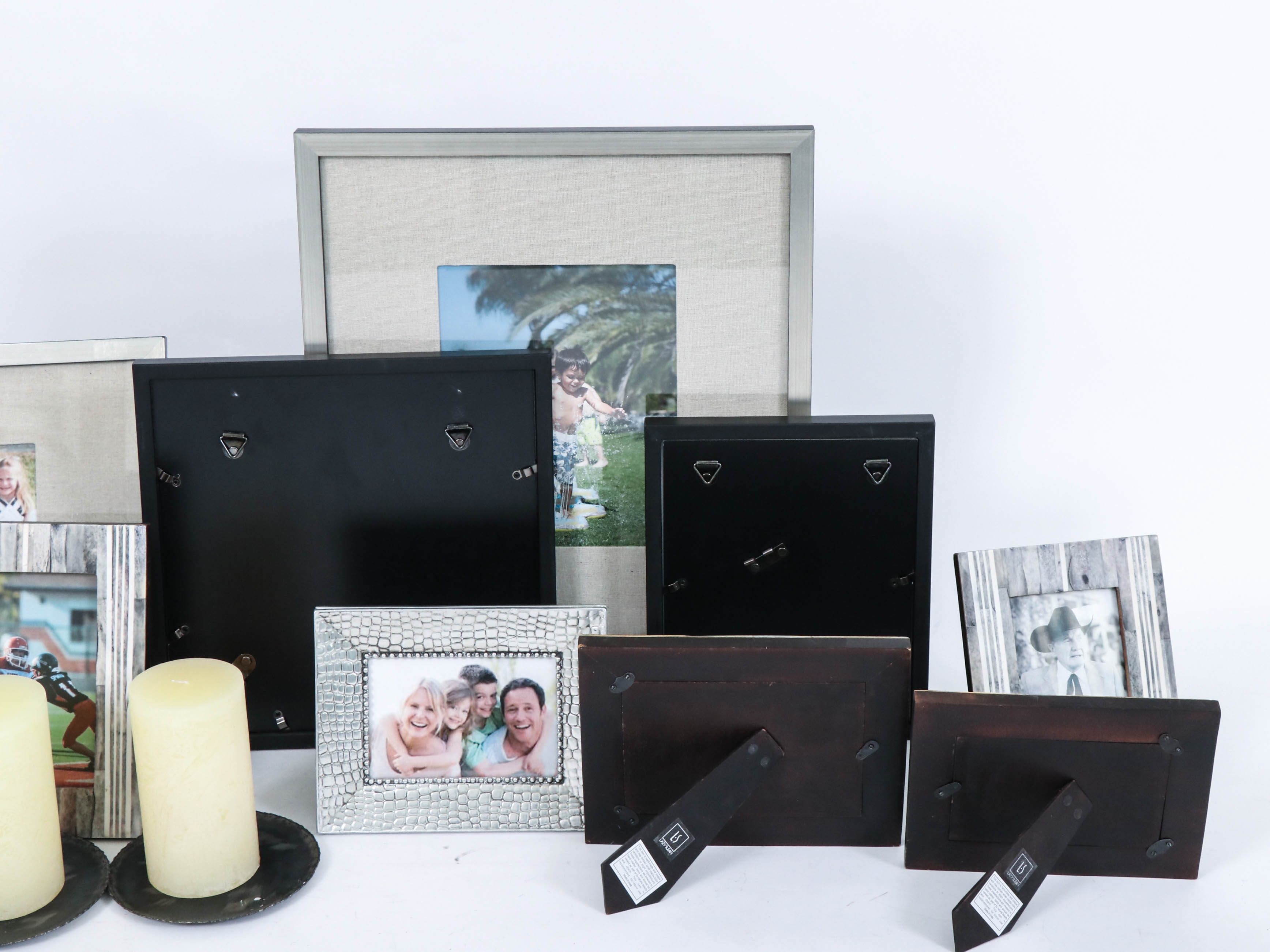 Resin Horn, Candle Holder and Tabletop Picture Frames