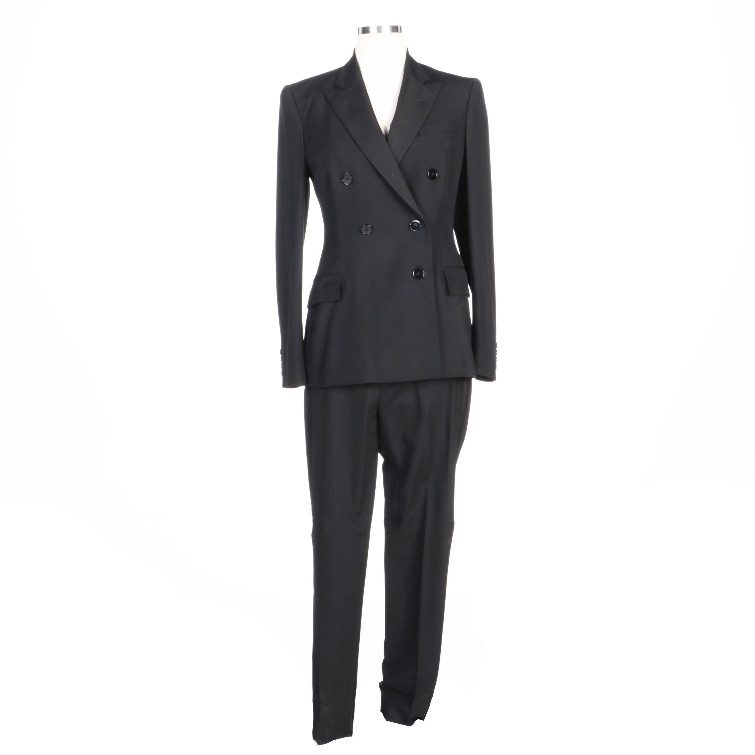Ralph Lauren Black Label Wool Double-Breasted and Tuxedo Stripe Pantsuit