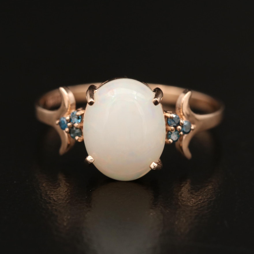 14K Rose Gold Opal and Diamond Ring