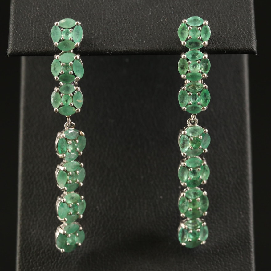 Sterling Silver Emerald Dangle Earrings