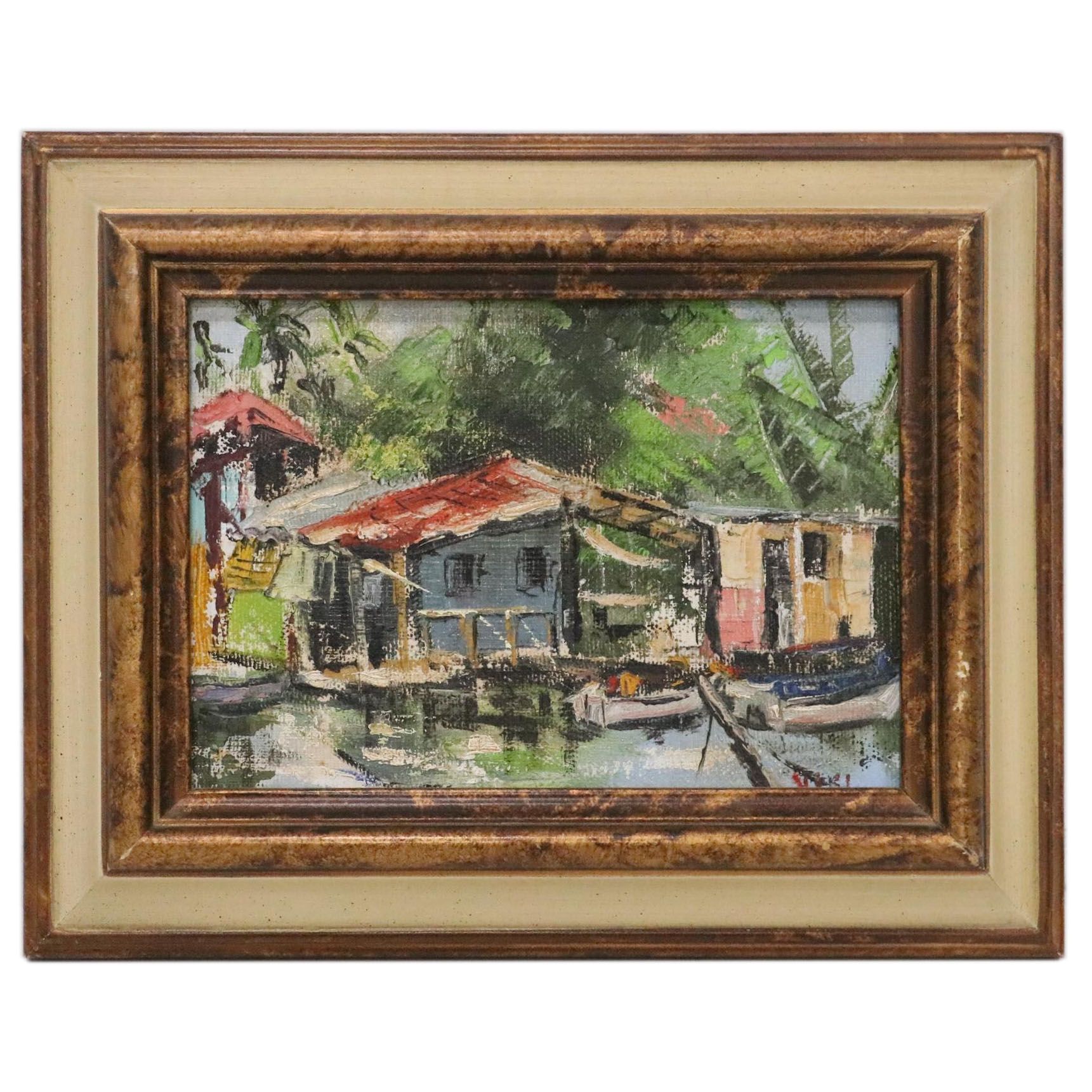 Viki Snyder Oil Painting "Haleiwa," 1971