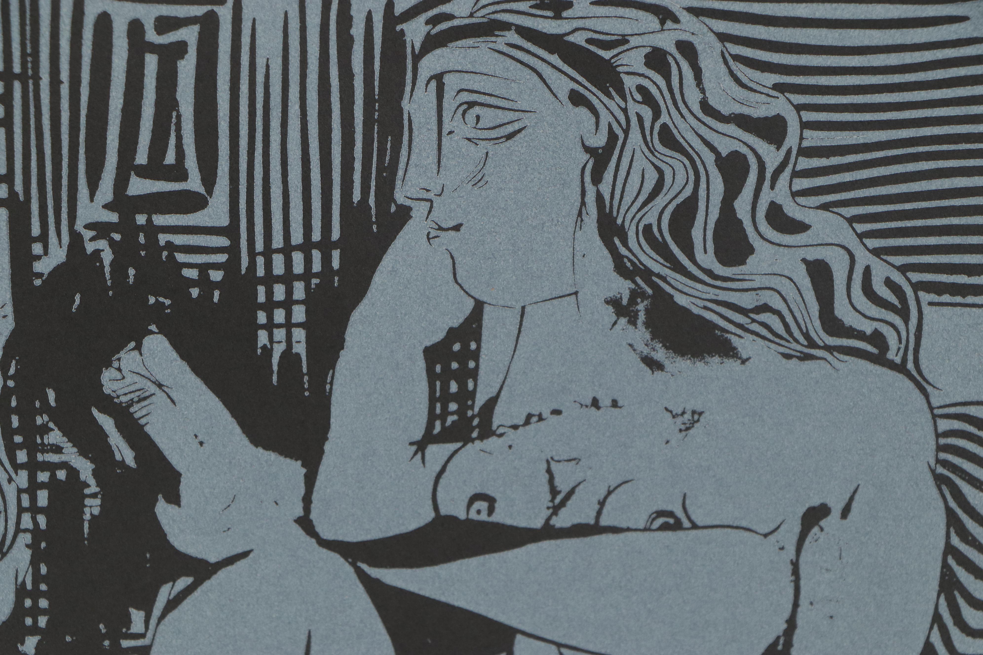 Pablo Picasso Linoleum Cut "Two Women," 1962