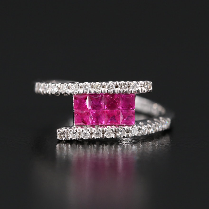 18K Ruby and Diamond Bypass Ring