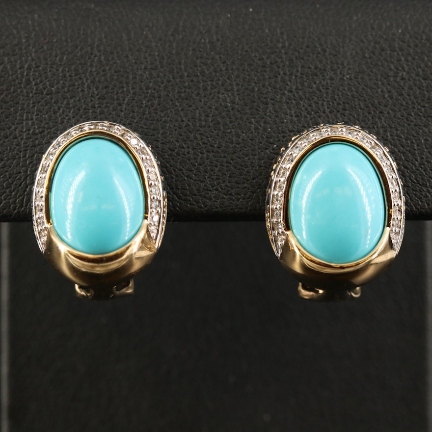 Sterling Turquoise,Topaz and Cubic Zirconia Button Earrings