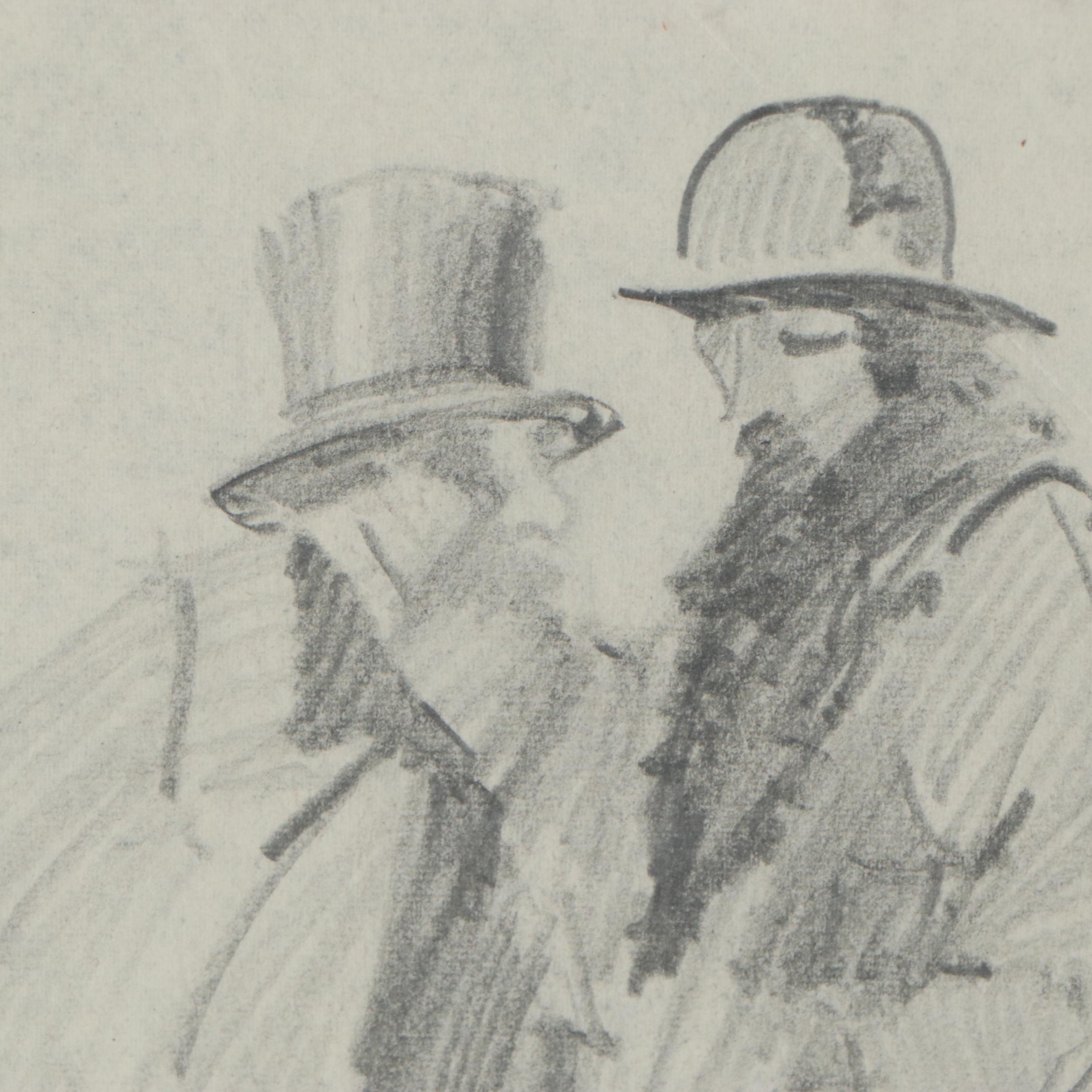 Robert Lackney Graphite Drawings of Christ and Conversing Figures