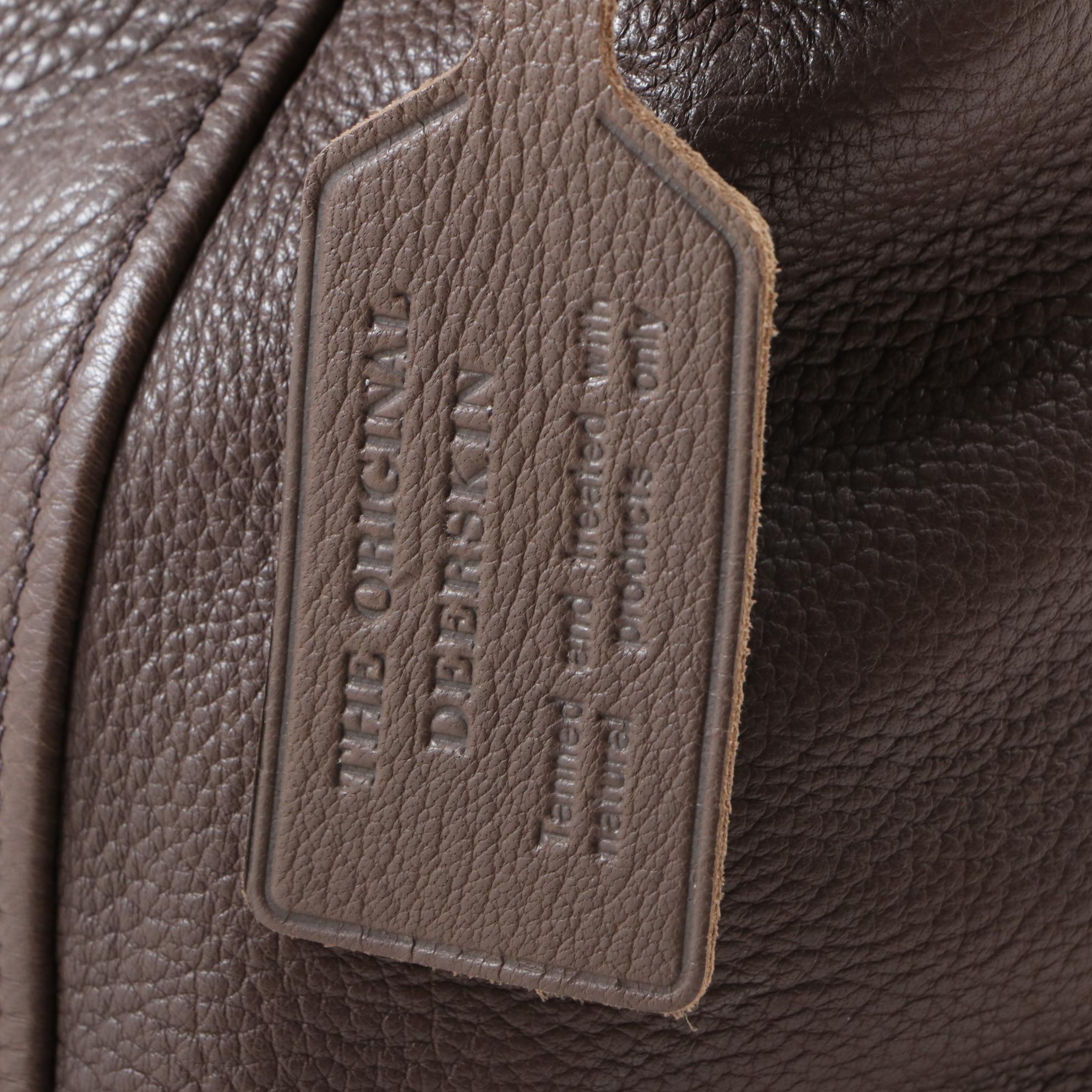 Prada Brown Deerskin Zip Top Shoulder Bag