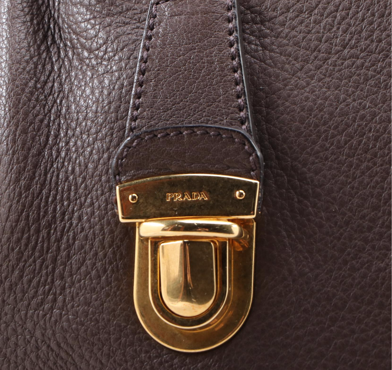 Prada Brown Deerskin Zip Top Shoulder Bag