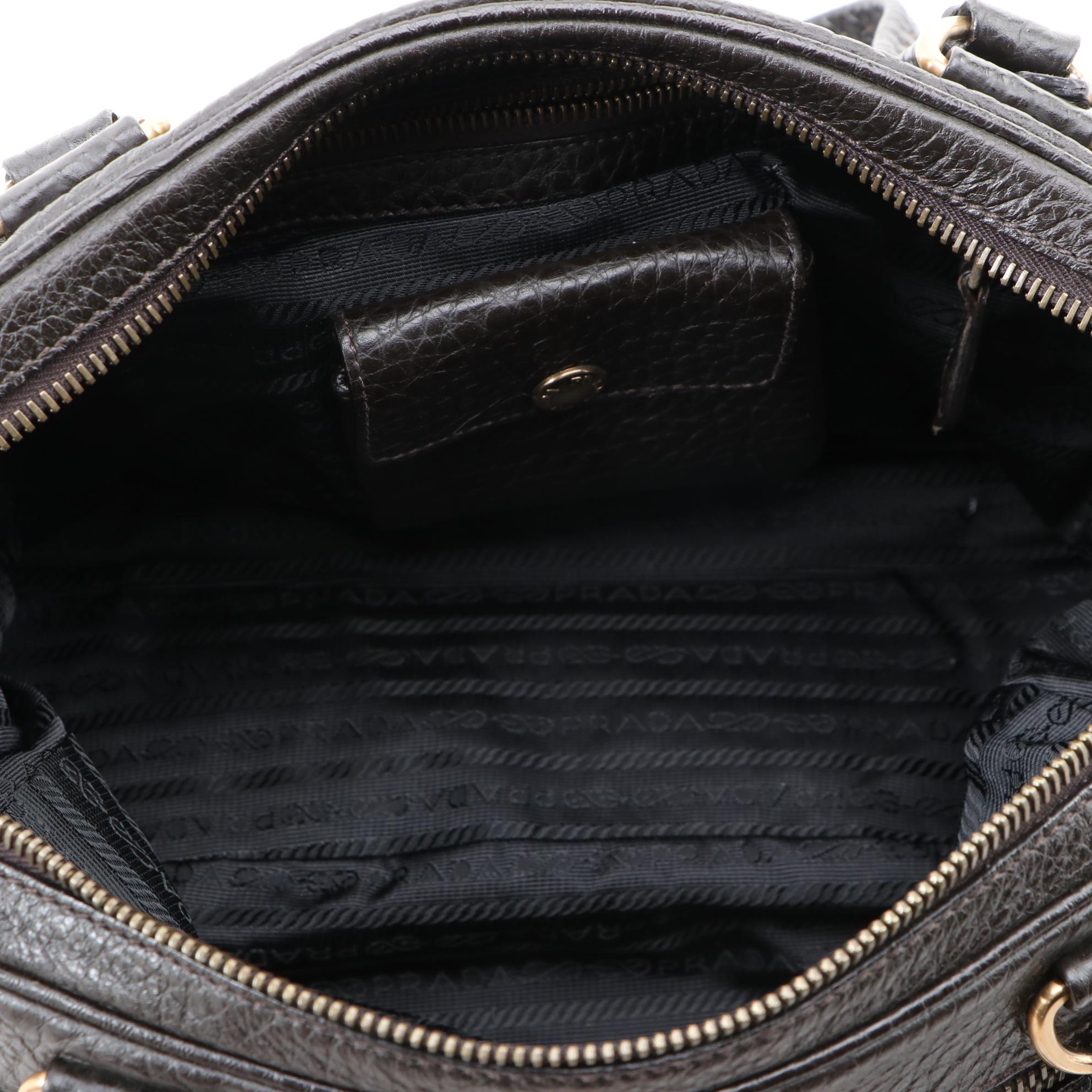 Prada Tessuto and Grained Leather Shoulder Bag