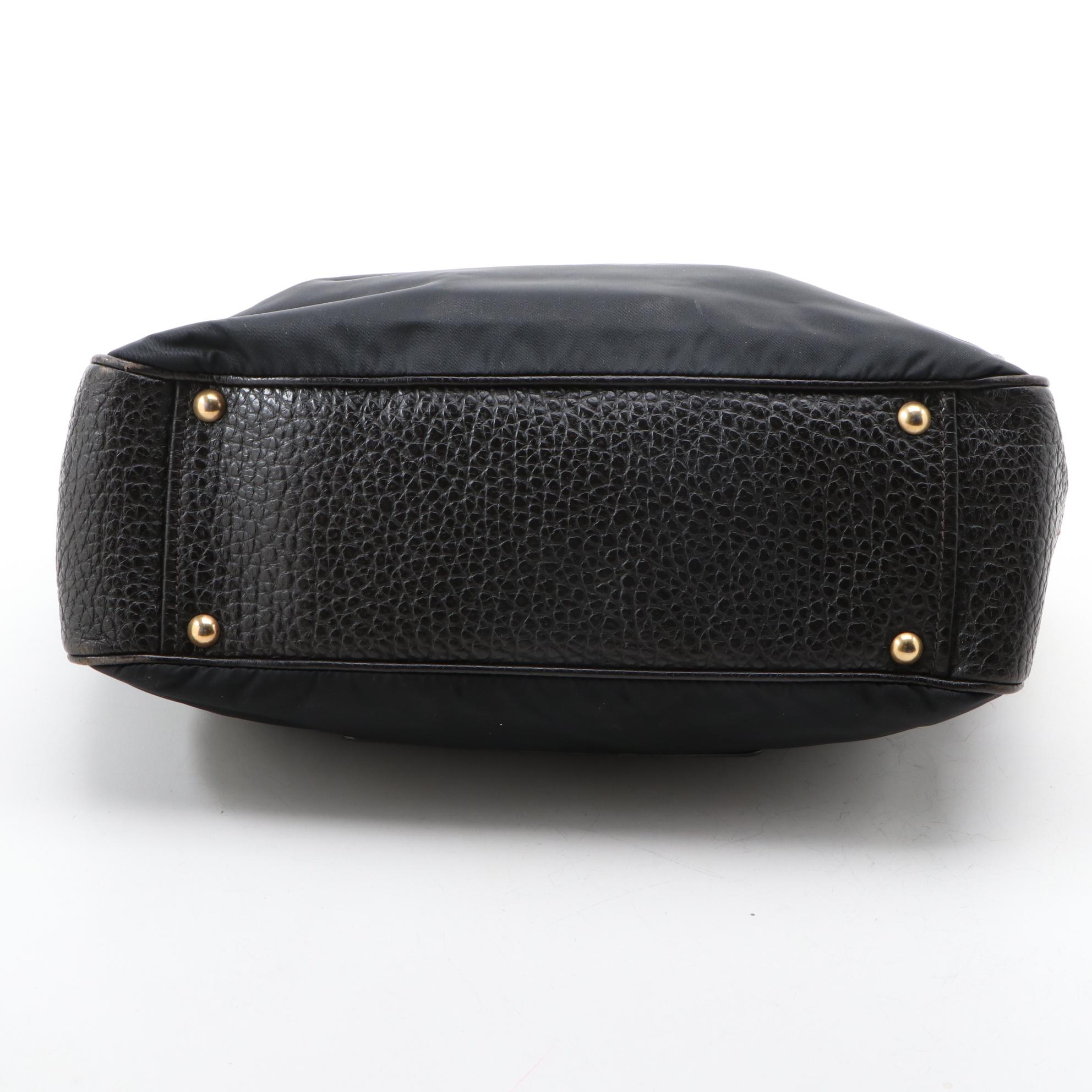 Prada Tessuto and Grained Leather Shoulder Bag