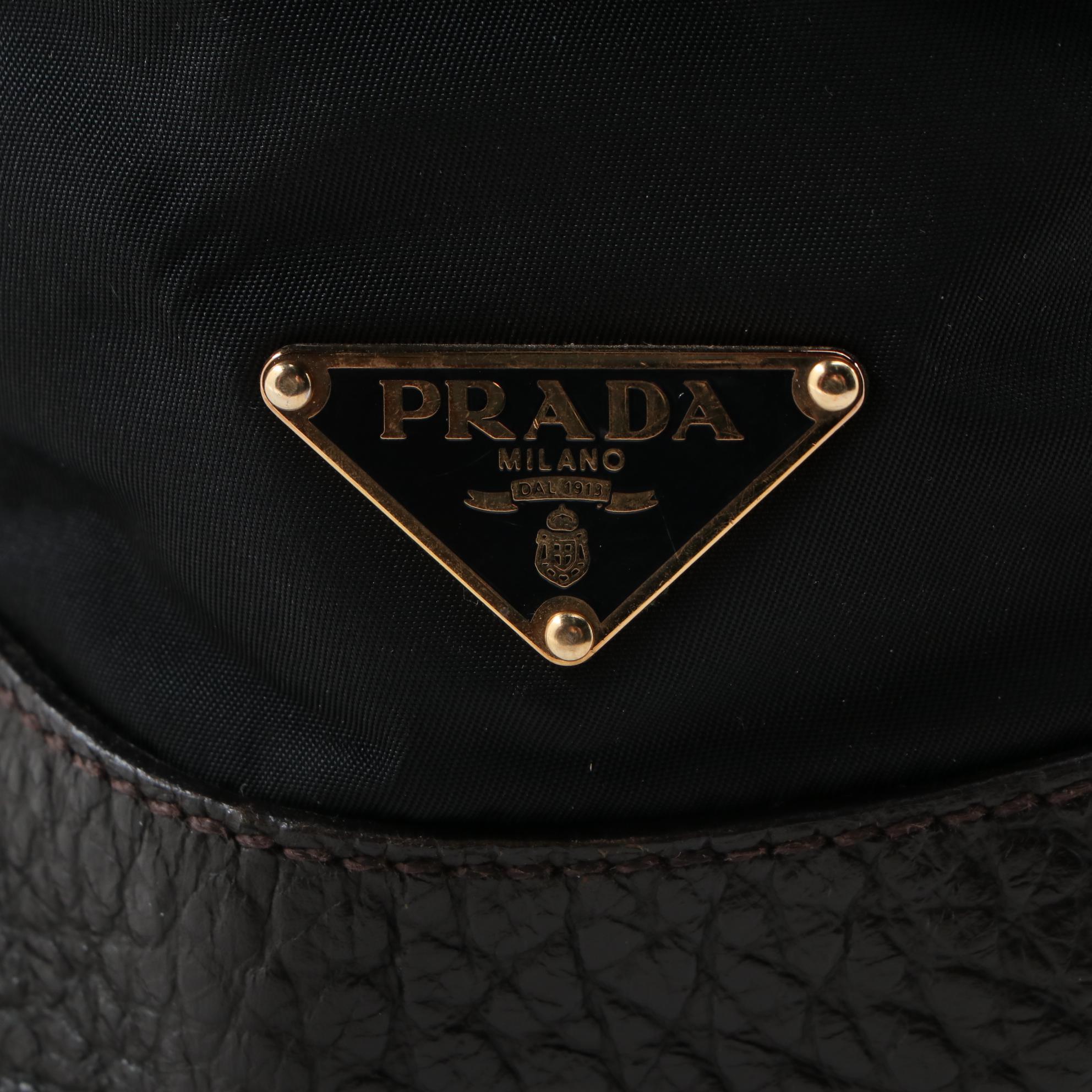 Prada Tessuto and Grained Leather Shoulder Bag