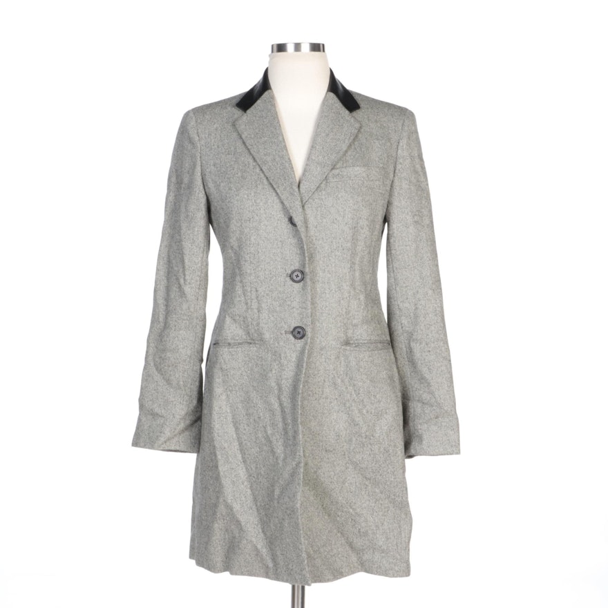 Lauren Ralph Lauren Wool Tweed and Lambskin Collar Coat
