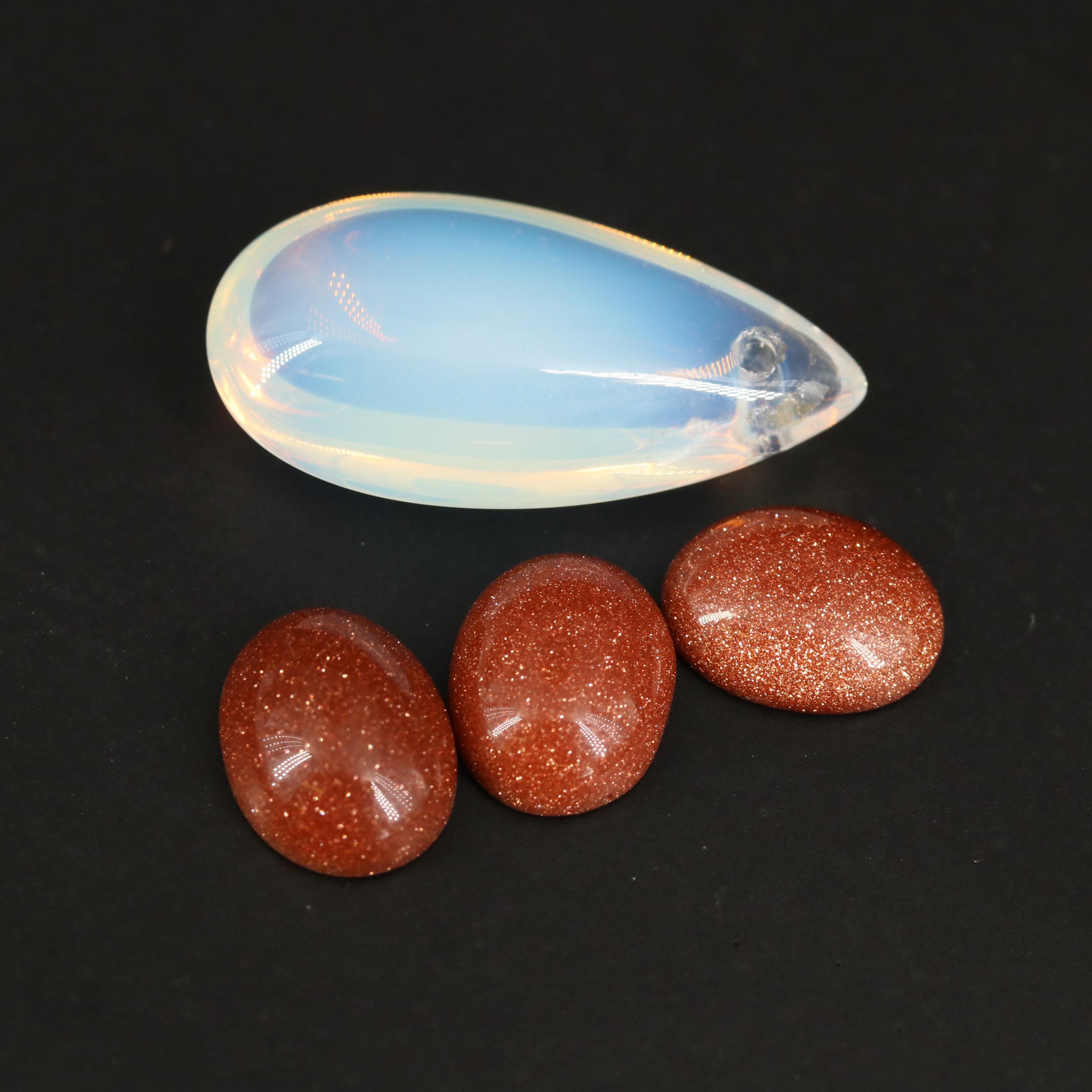 Loose Goldstone and Glass Cabochons