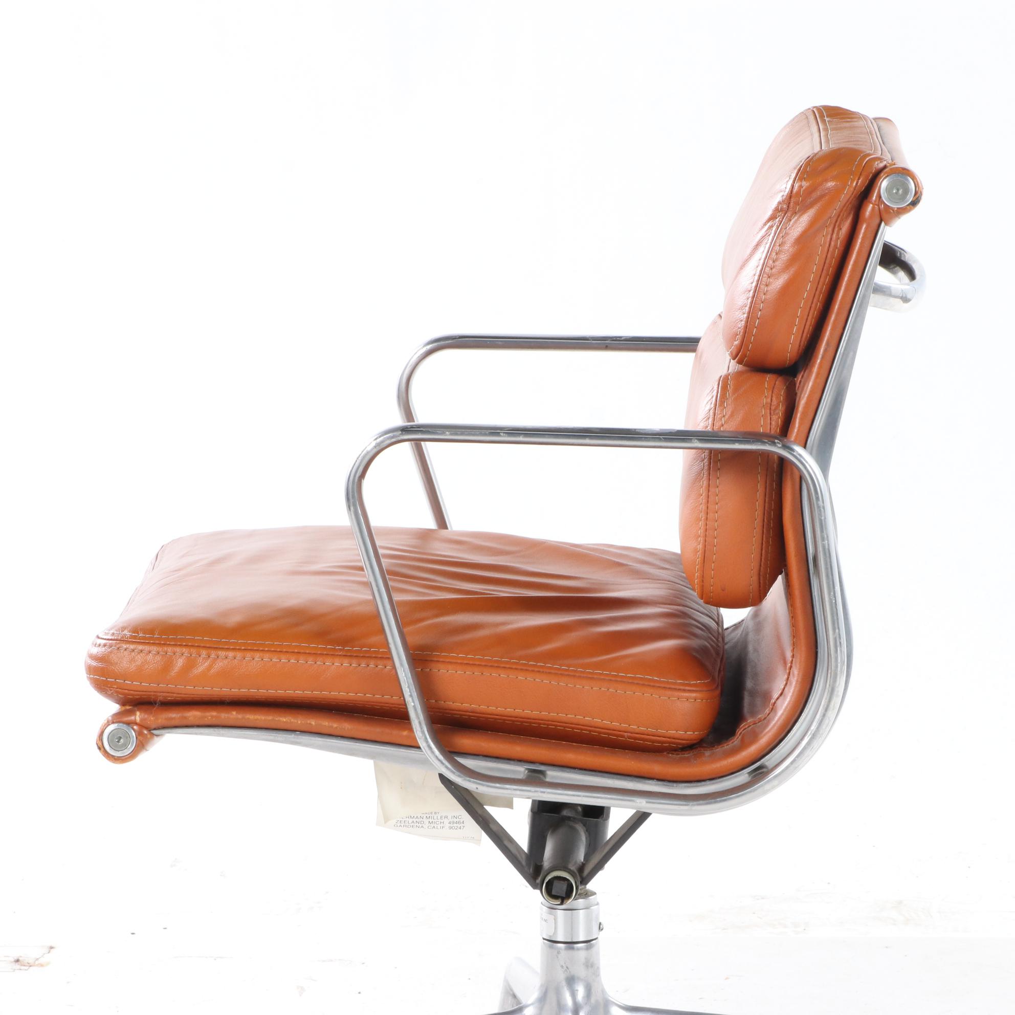 Eames for Herman Miller Soft Pad Leather Aluminum Group Desk Chair, dated 1979