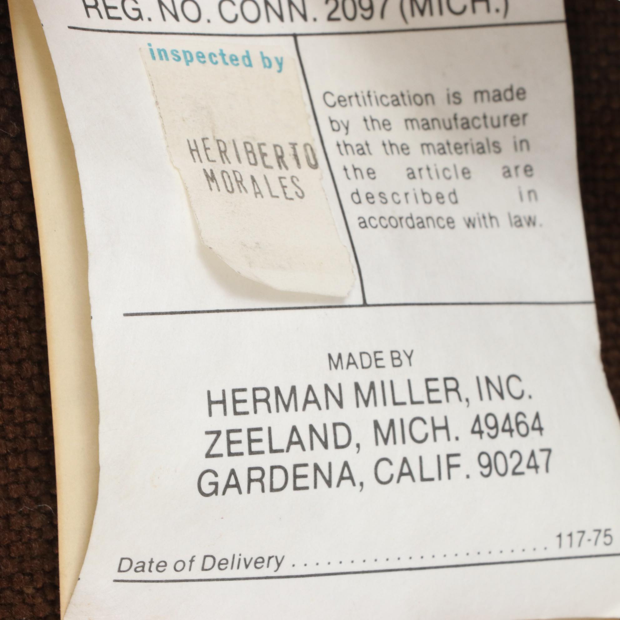 Eames for Herman Miller Soft Pad Leather Aluminum Group Desk Chair, dated 1979